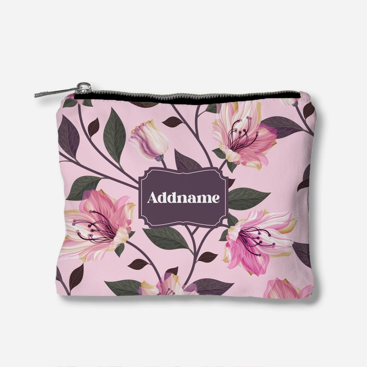 Classic Kesuma Full Print Zipper Pouch - Romantic Pink