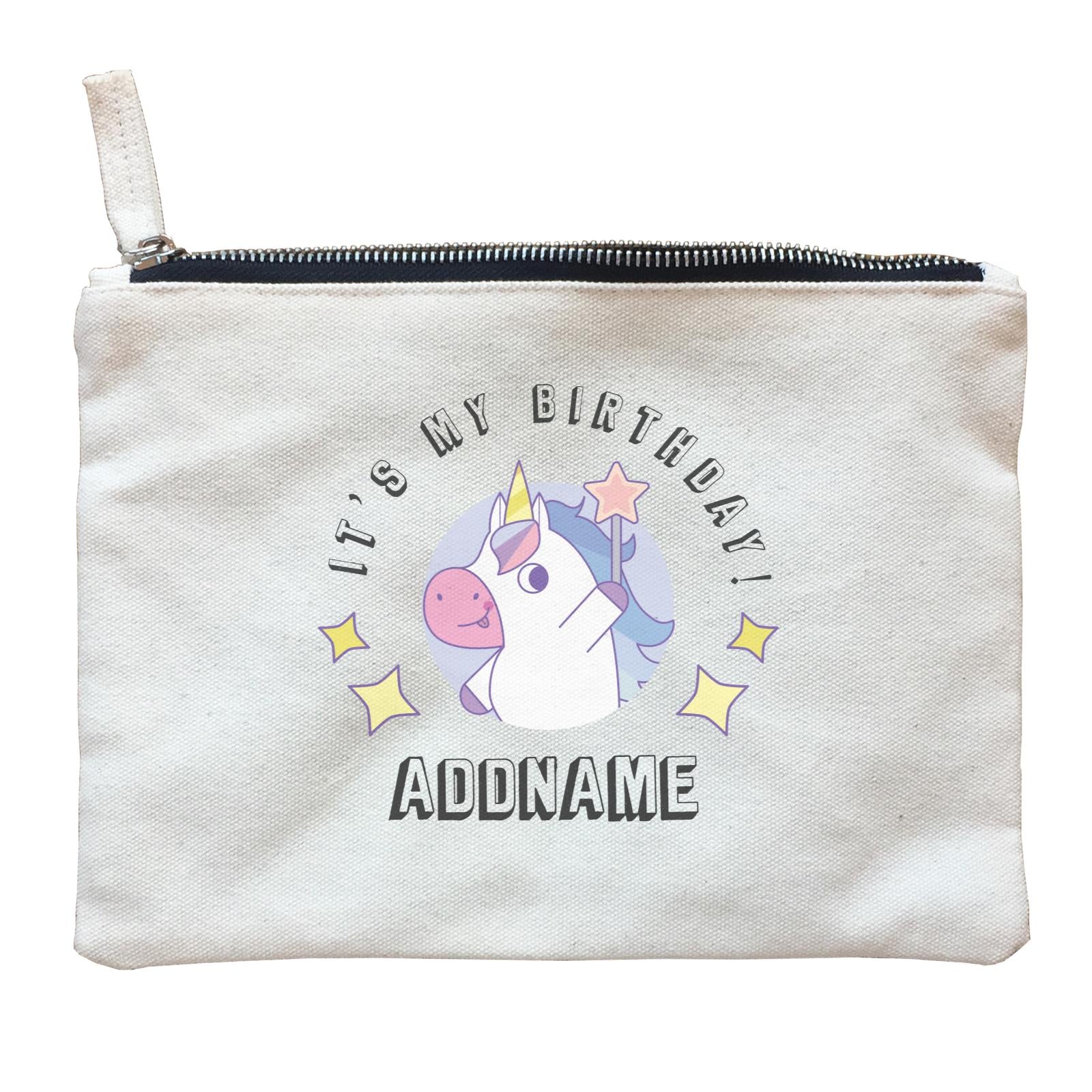 Birthday Unicorn Boy With Magic Wand It's My Birthday Addname Zipper Pouch