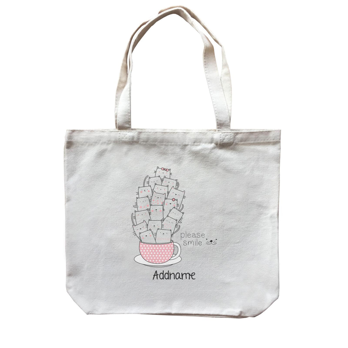 Cute Animals And Friends Series Please Smile Cats Group Coffee Cup Addname Canvas Bag