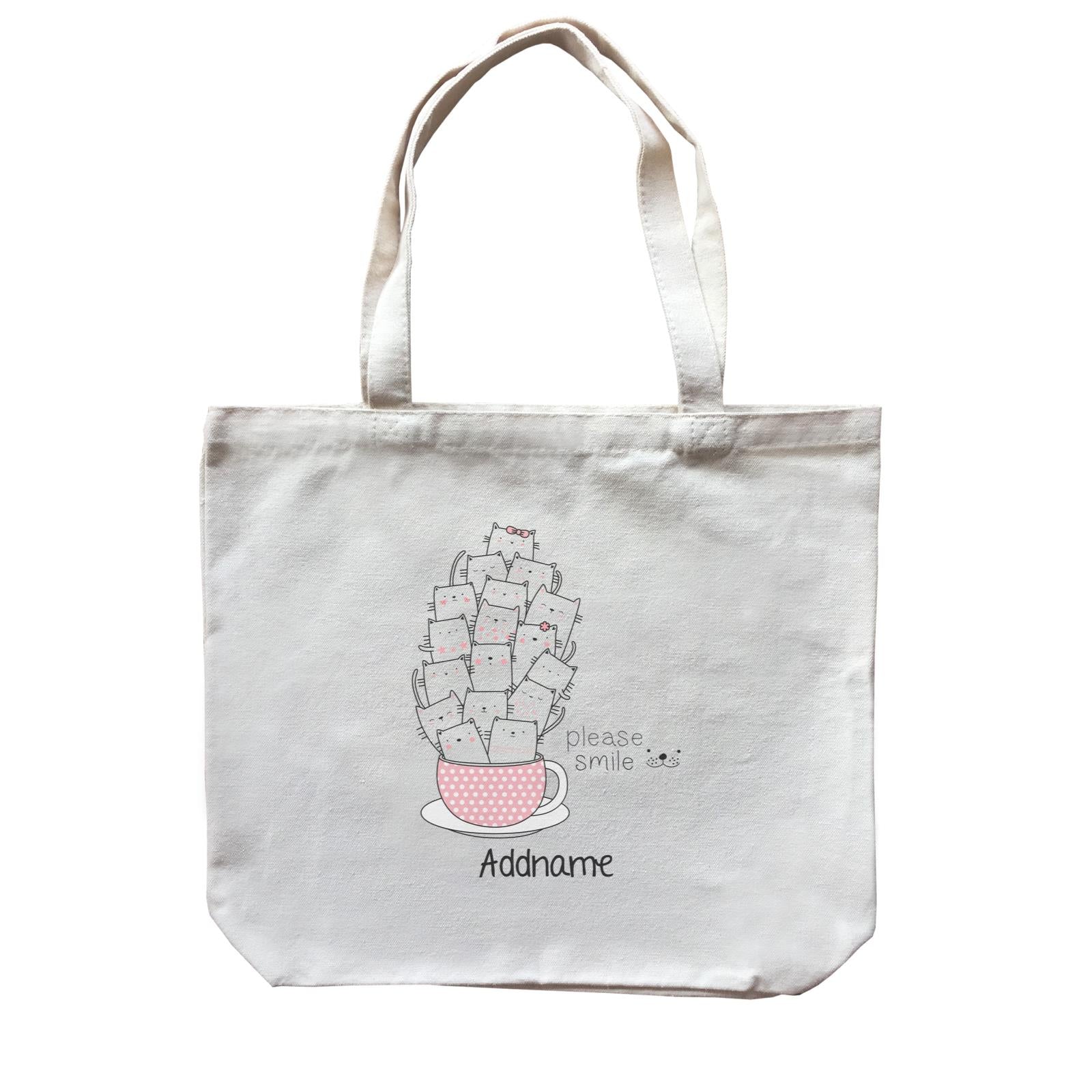 Cute Animals And Friends Series Please Smile Cats Group Coffee Cup Addname Canvas Bag