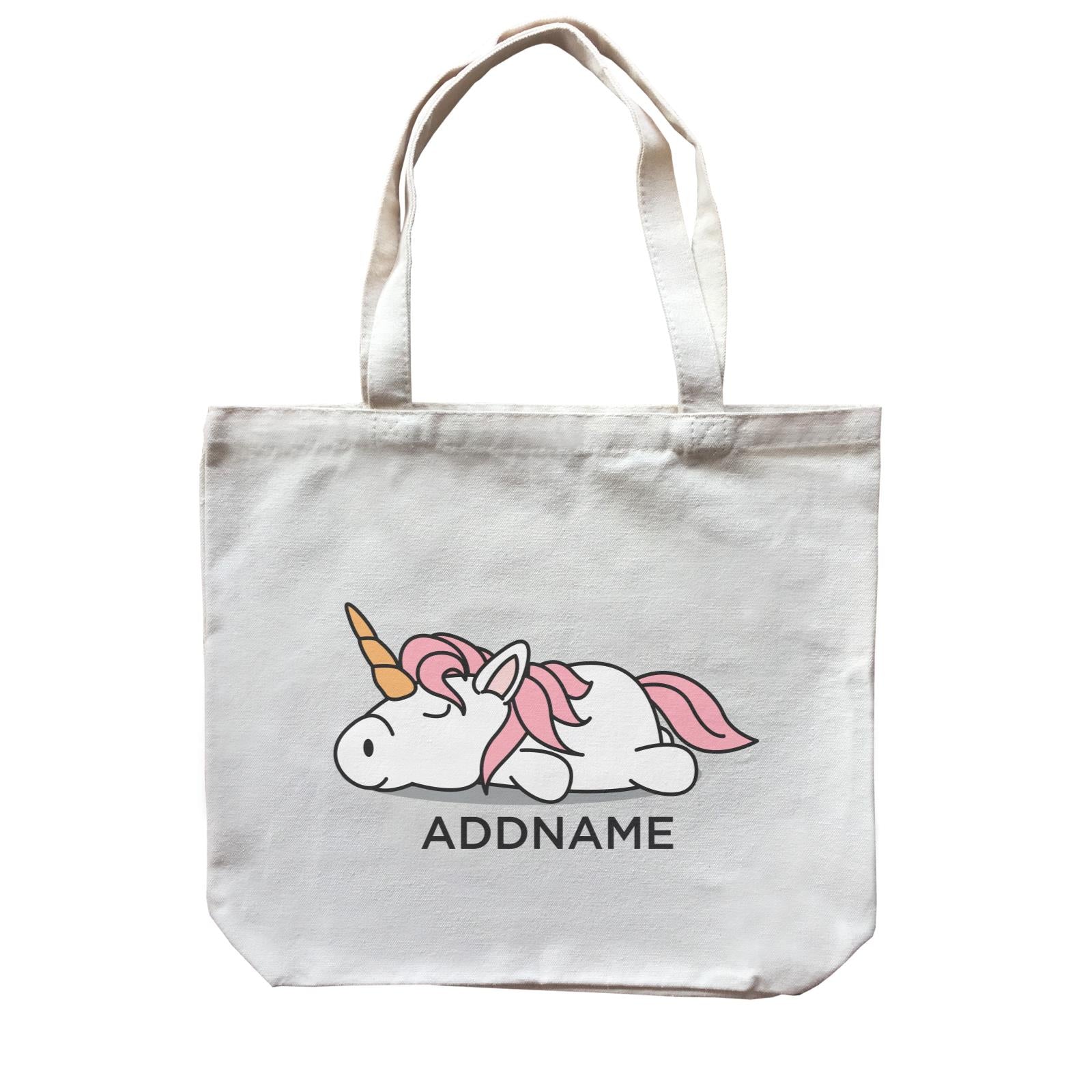 Lazy Pink Unicorn Addname Canvas Bag