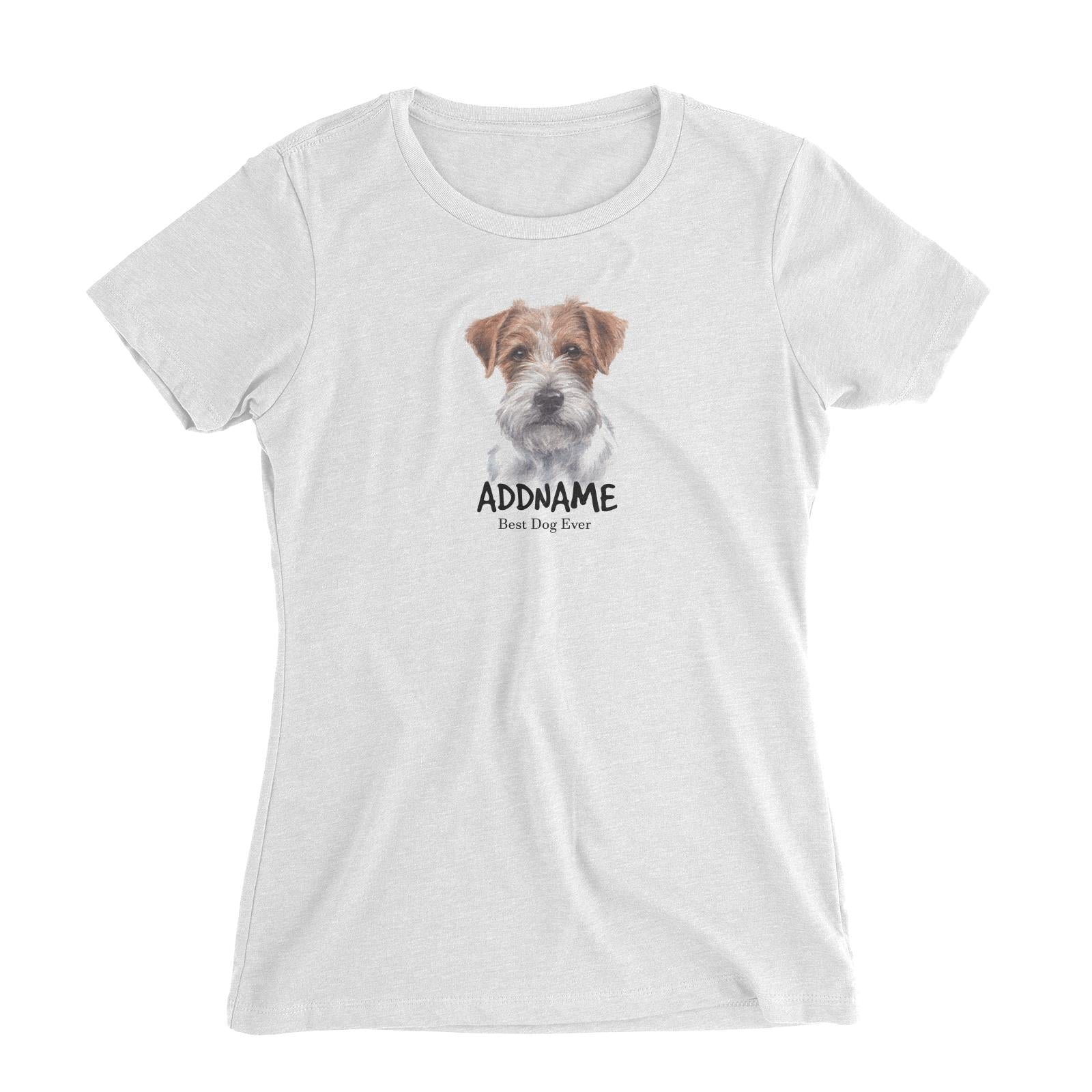 Watercolor Dog Jack Russell Hairy Best Dog Ever Addname Women's Slim Fit T-Shirt