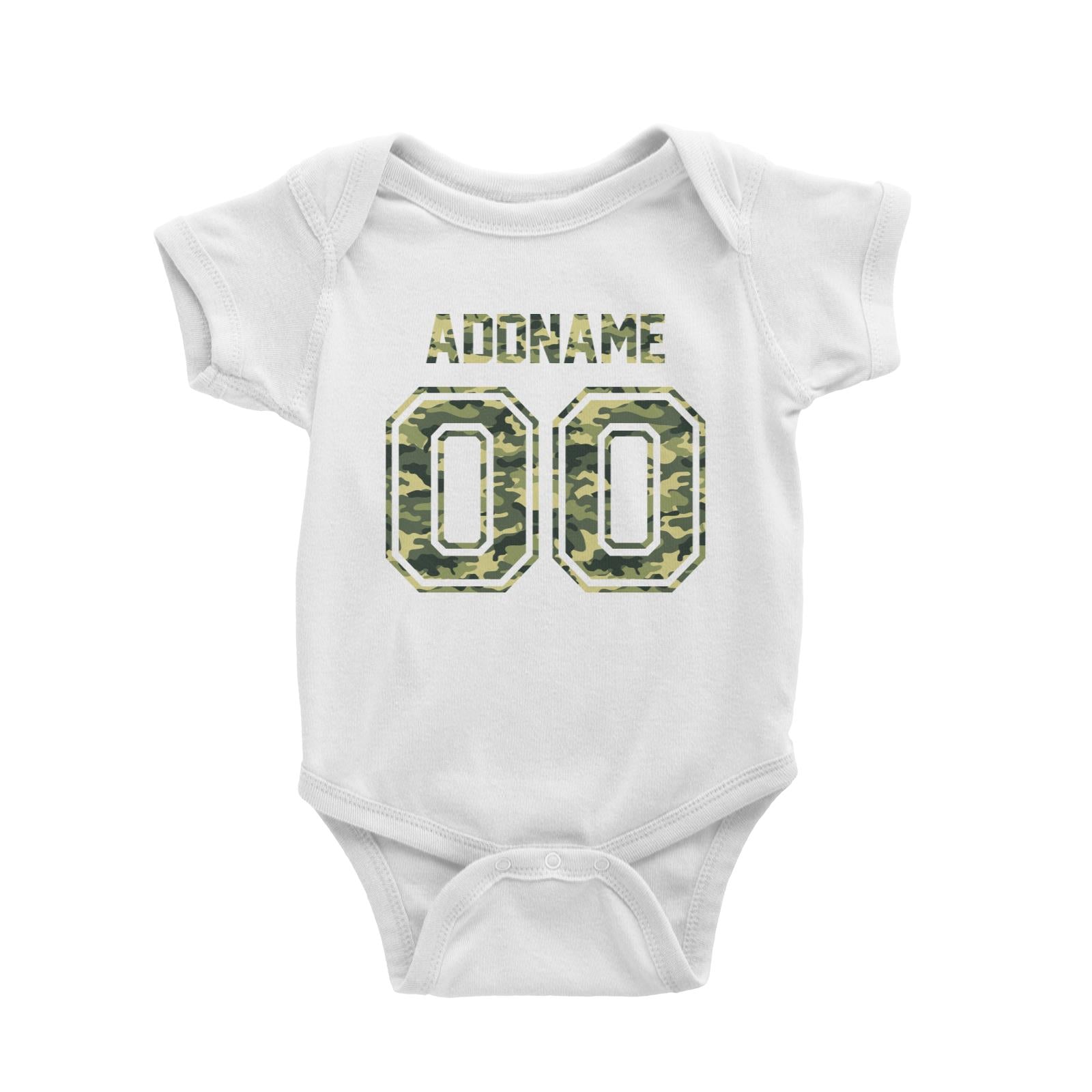 Jersey Green Camo With Name and Number Baby Romper
