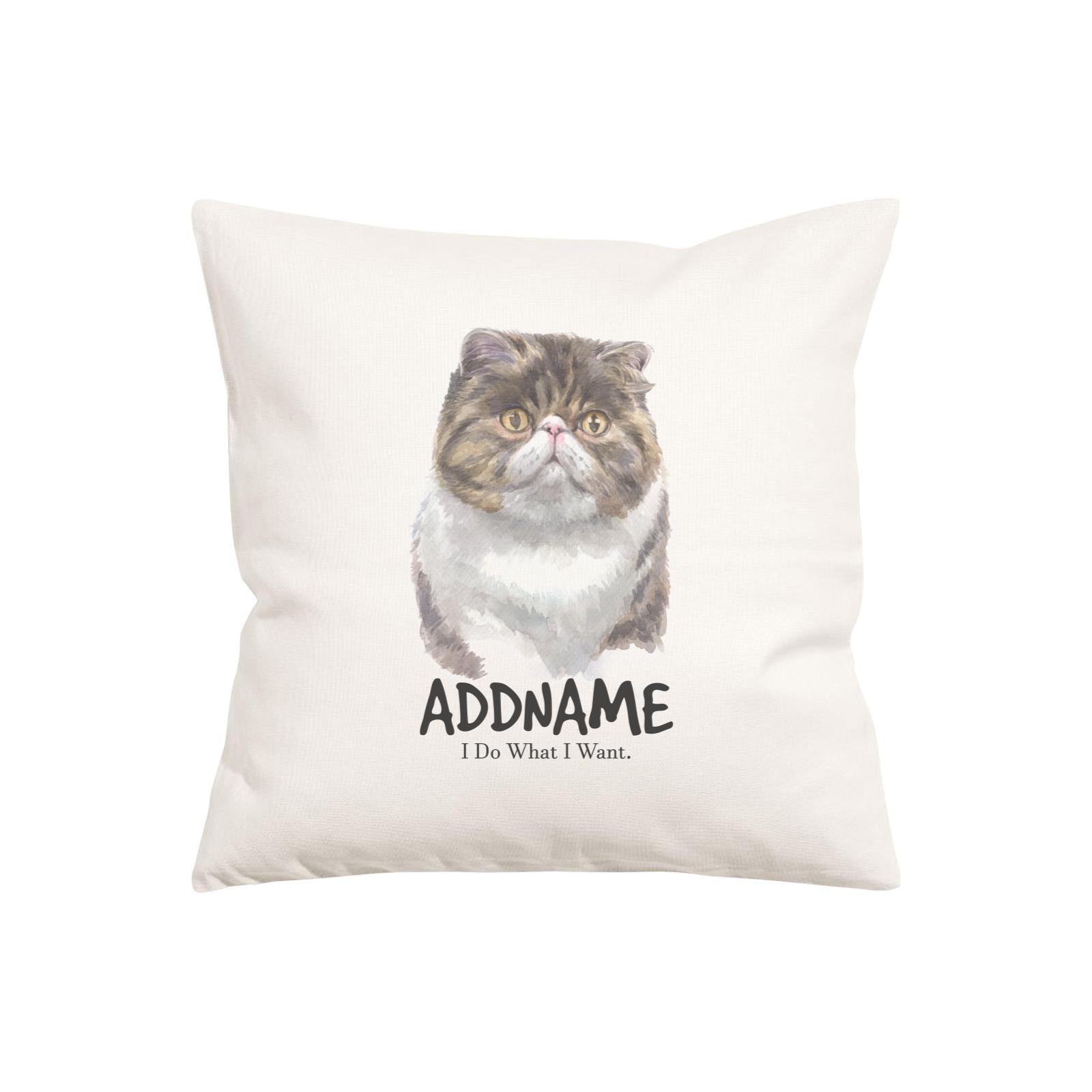 Watercolor Cat Series Exotic Shorthair Brown I Do What I Want Addname Pillow Cushion