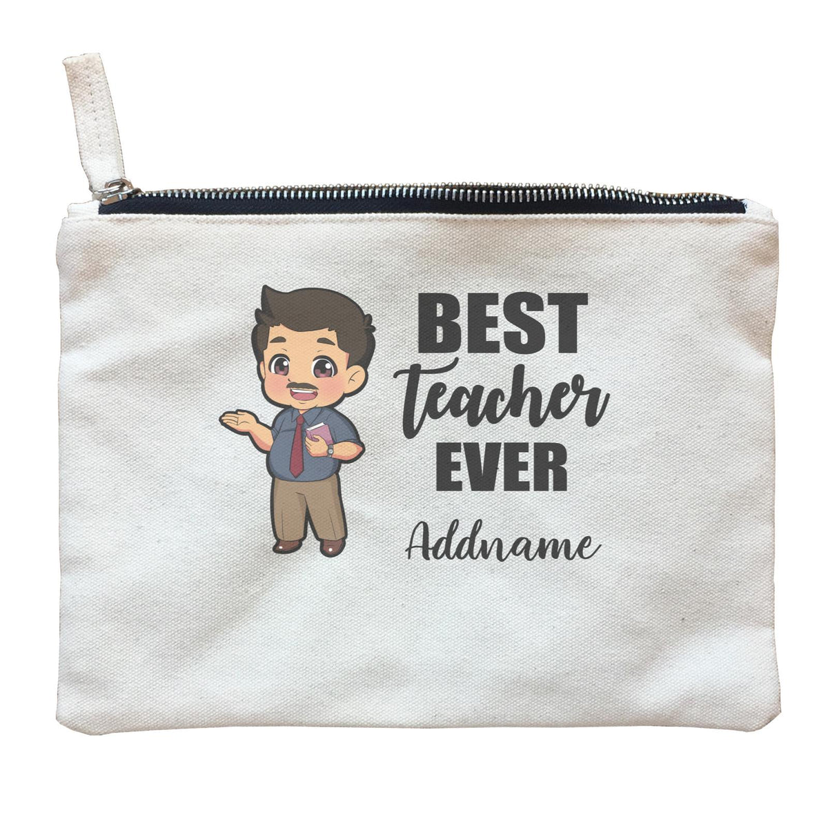 Chibi Teachers Chubby Male Best Teacher Ever Addname Zipper Pouch