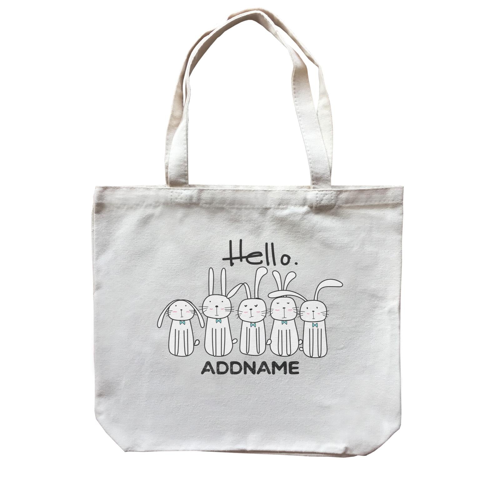 Cute Animals And Friends Series Hello Rabbits Group Addname Canvas Bag