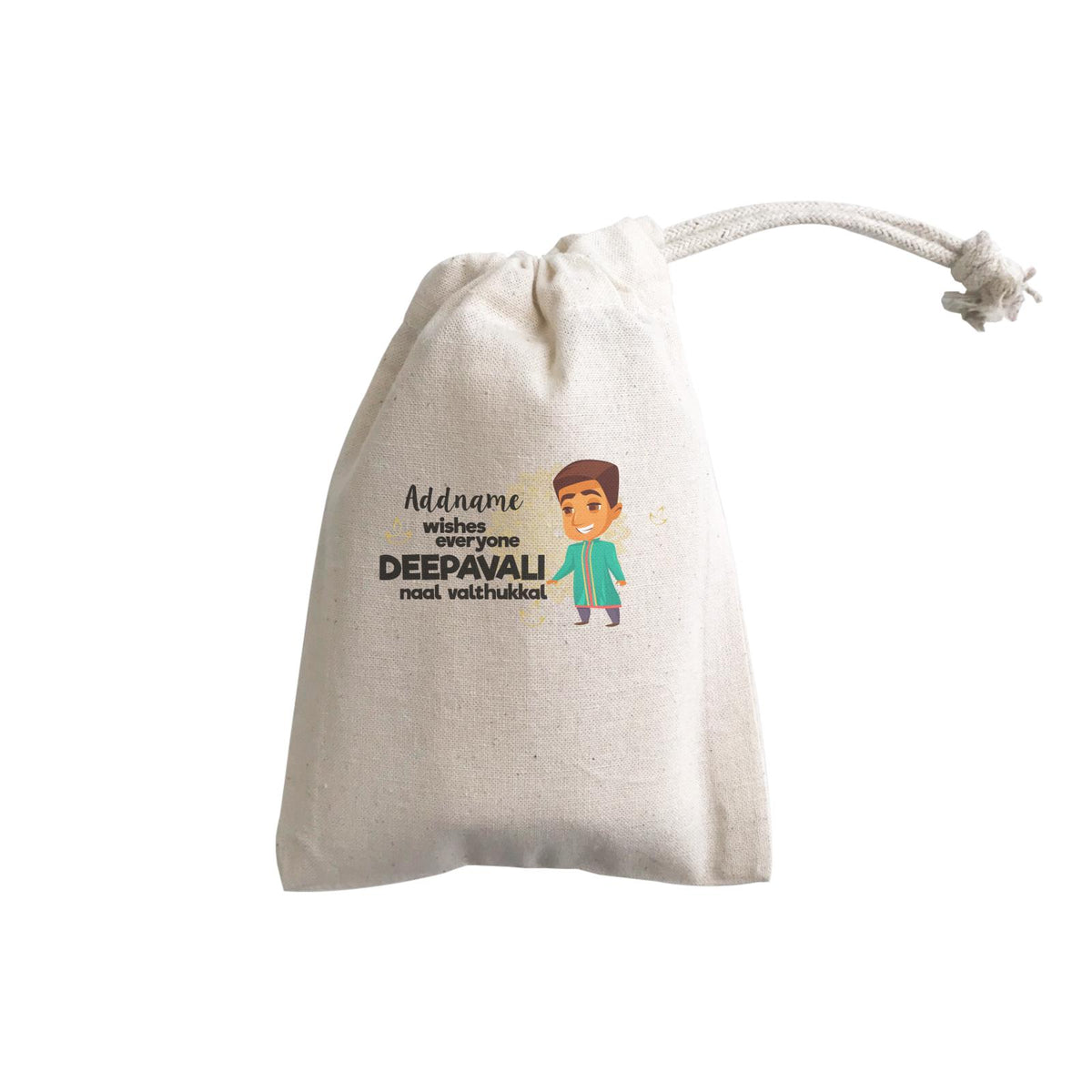 Cute Man Wishes Everyone Deepavali Addname GP Gift Pouch