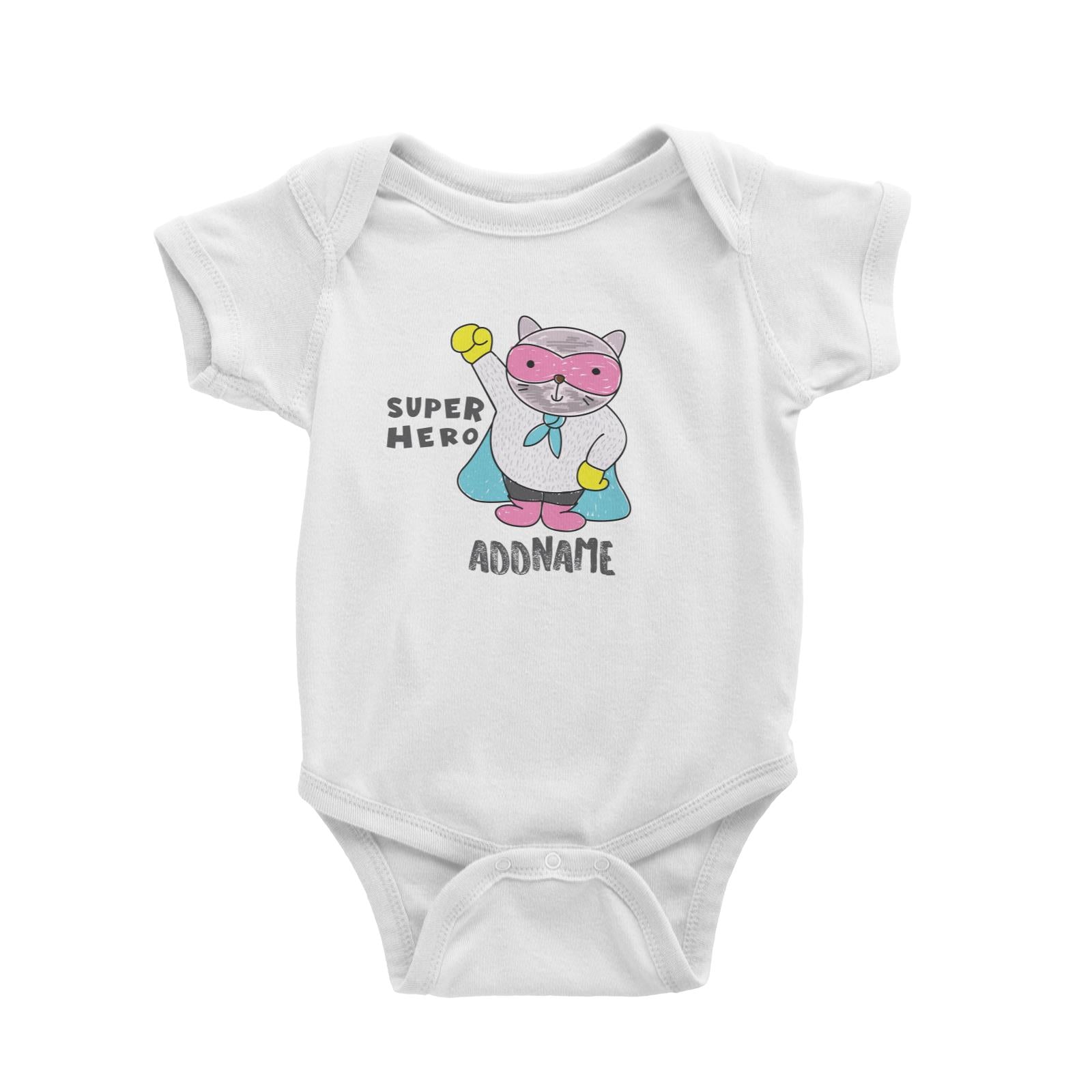 Cool Cute Animals Cats Super Hero Addname Baby Romper