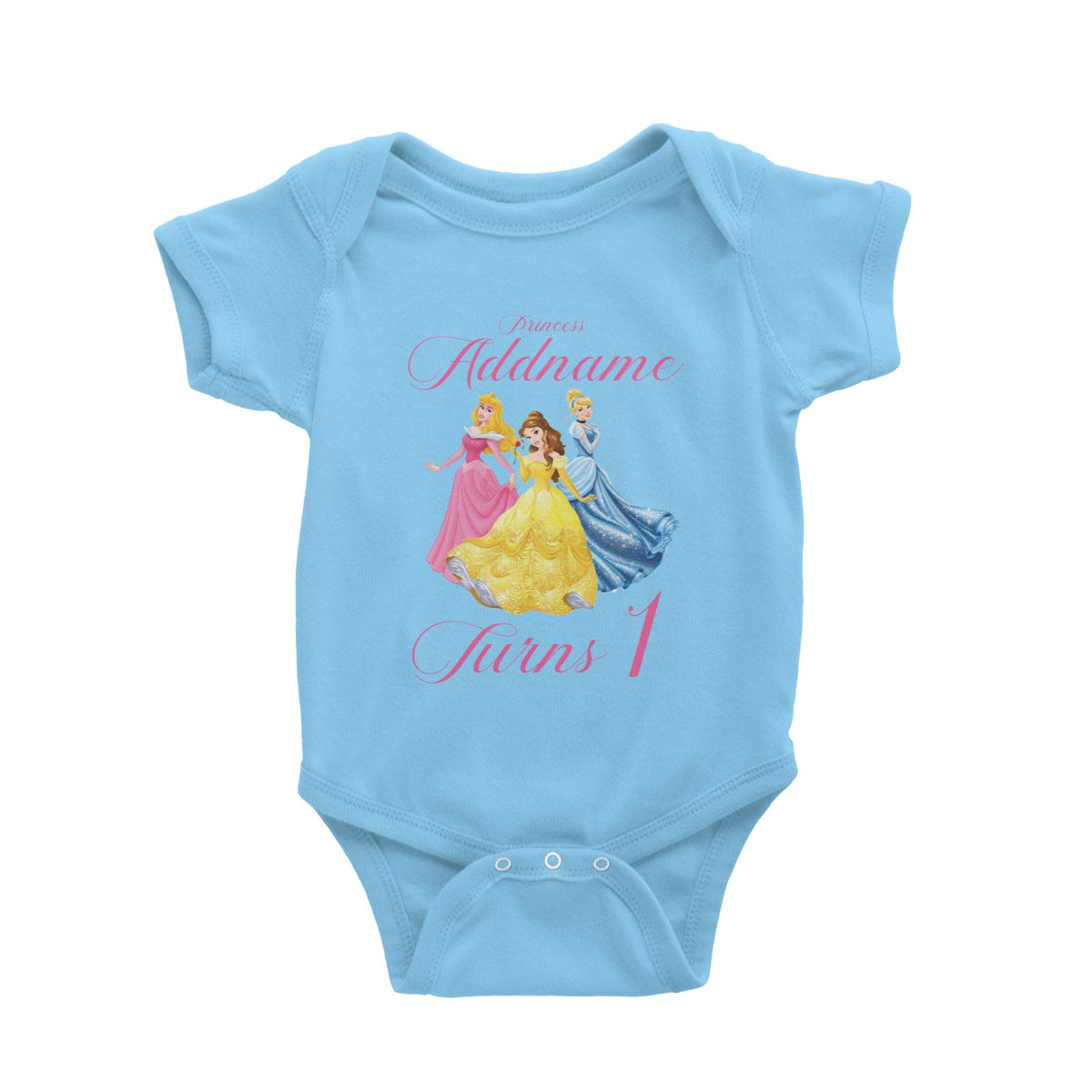 Princess Addname Birthday Theme Personalizable with Name and Number Baby Romper