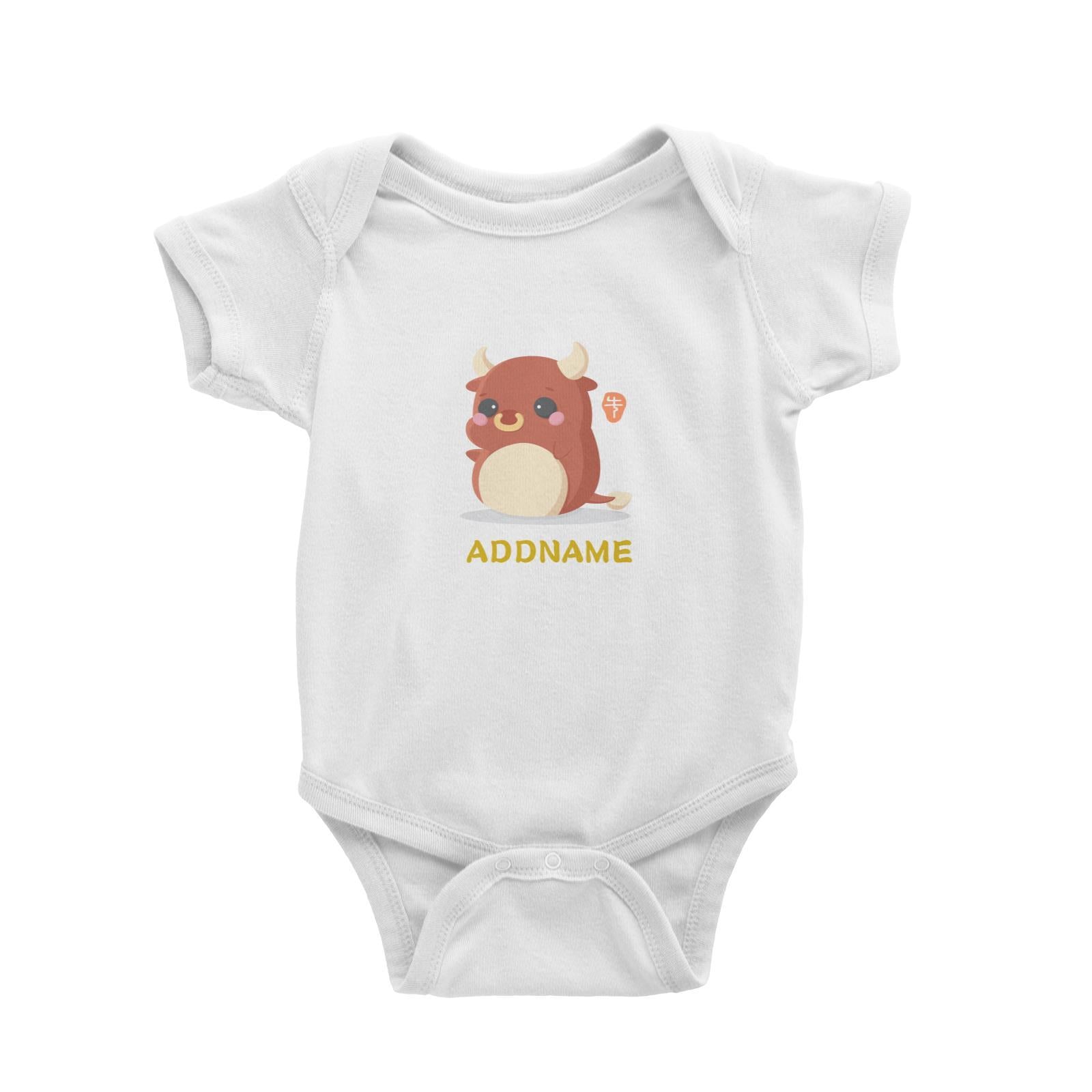 Chinese New Year Cute Twelve Zodiac Animals Cow Addname Baby Romper