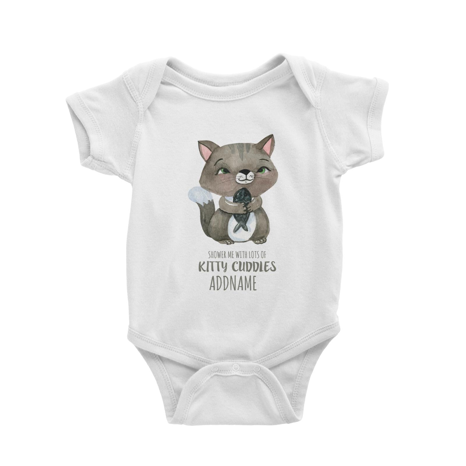 Shower Me With Lots Of Kitty Cuddies White Baby Romper