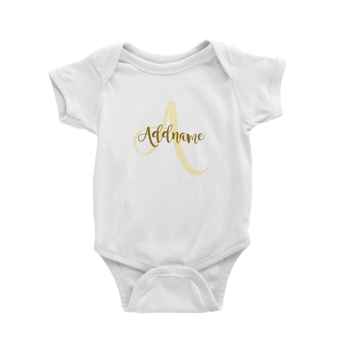Modern Calligraphy Add Initial and Add Name in Yellow Baby Romper