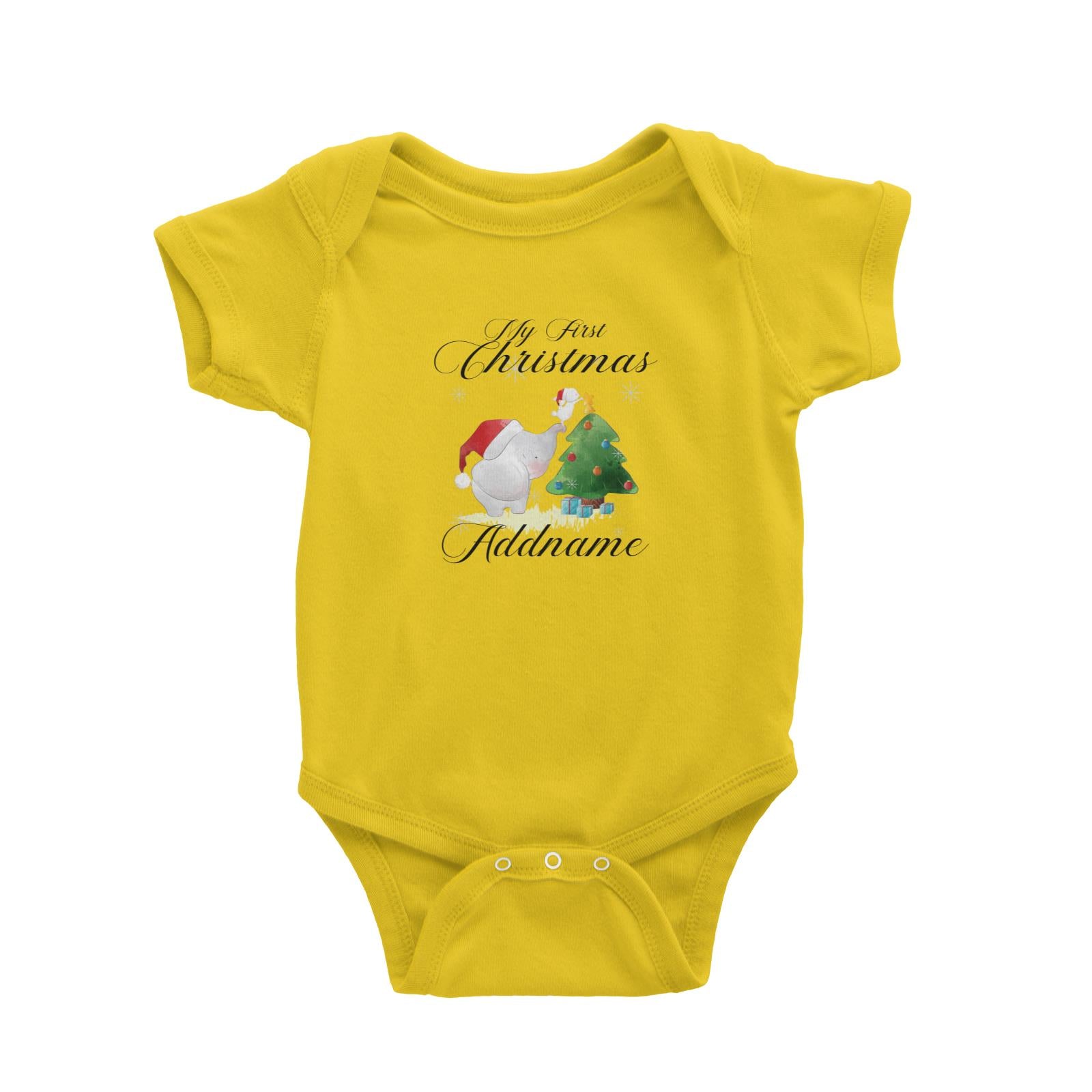 Christmas Cute Elephant My First Christmas Addname Baby Romper