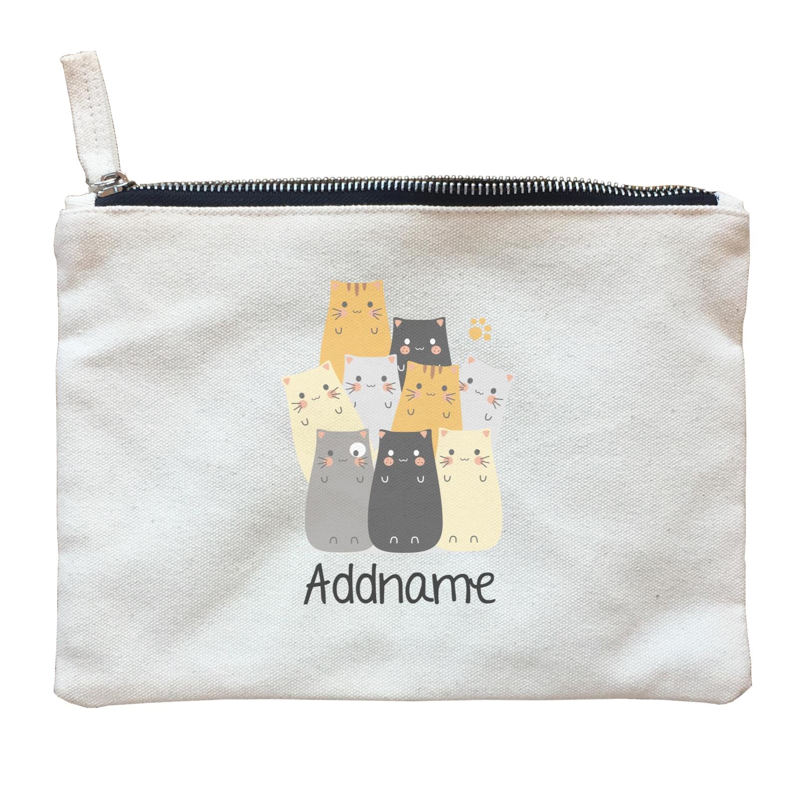 Cute Animals And Friends Series Cute Long Cats Group Addname Zipper Pouch