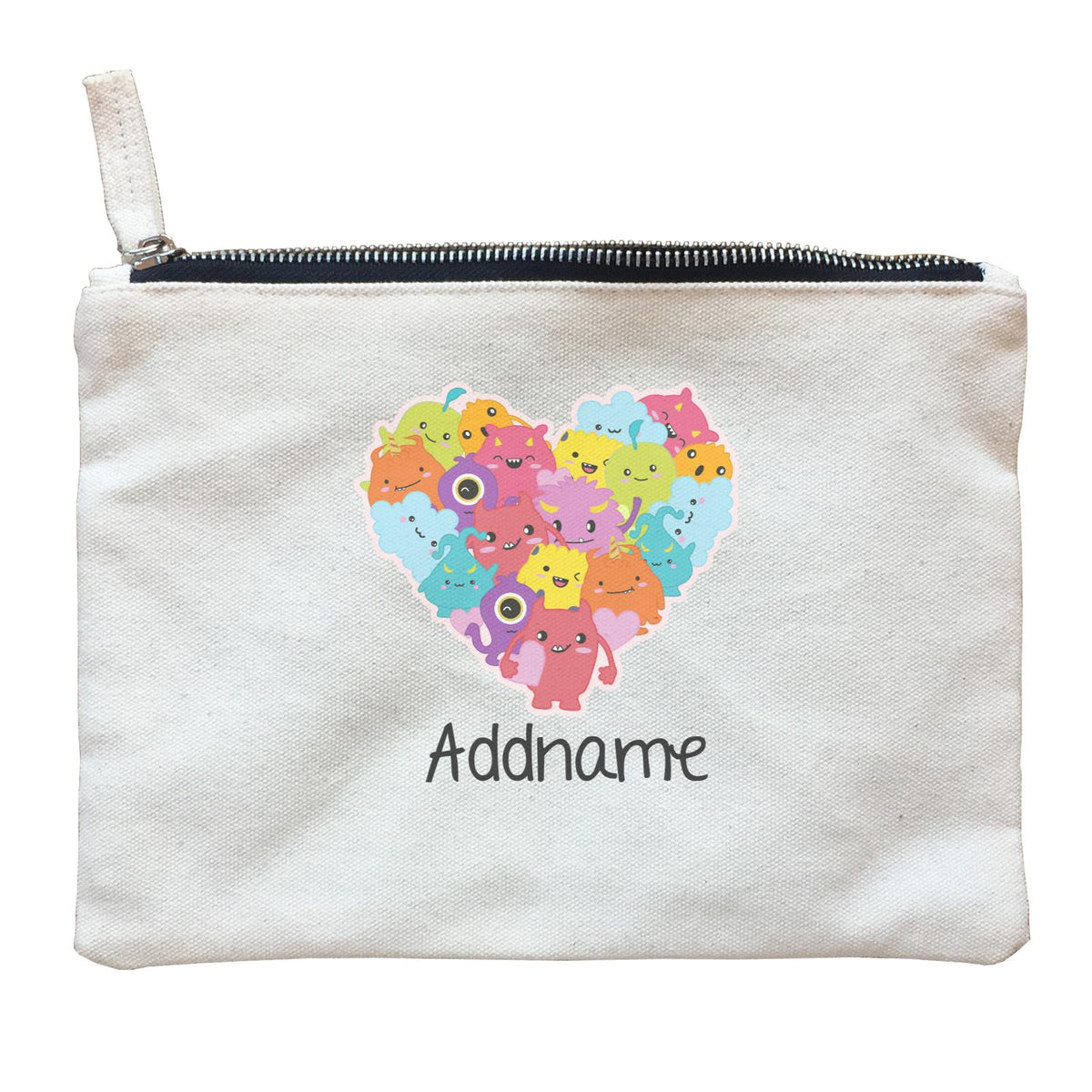Cute Animals And Friends Series Cute Little Monster Group Heart Addname Zipper Pouch