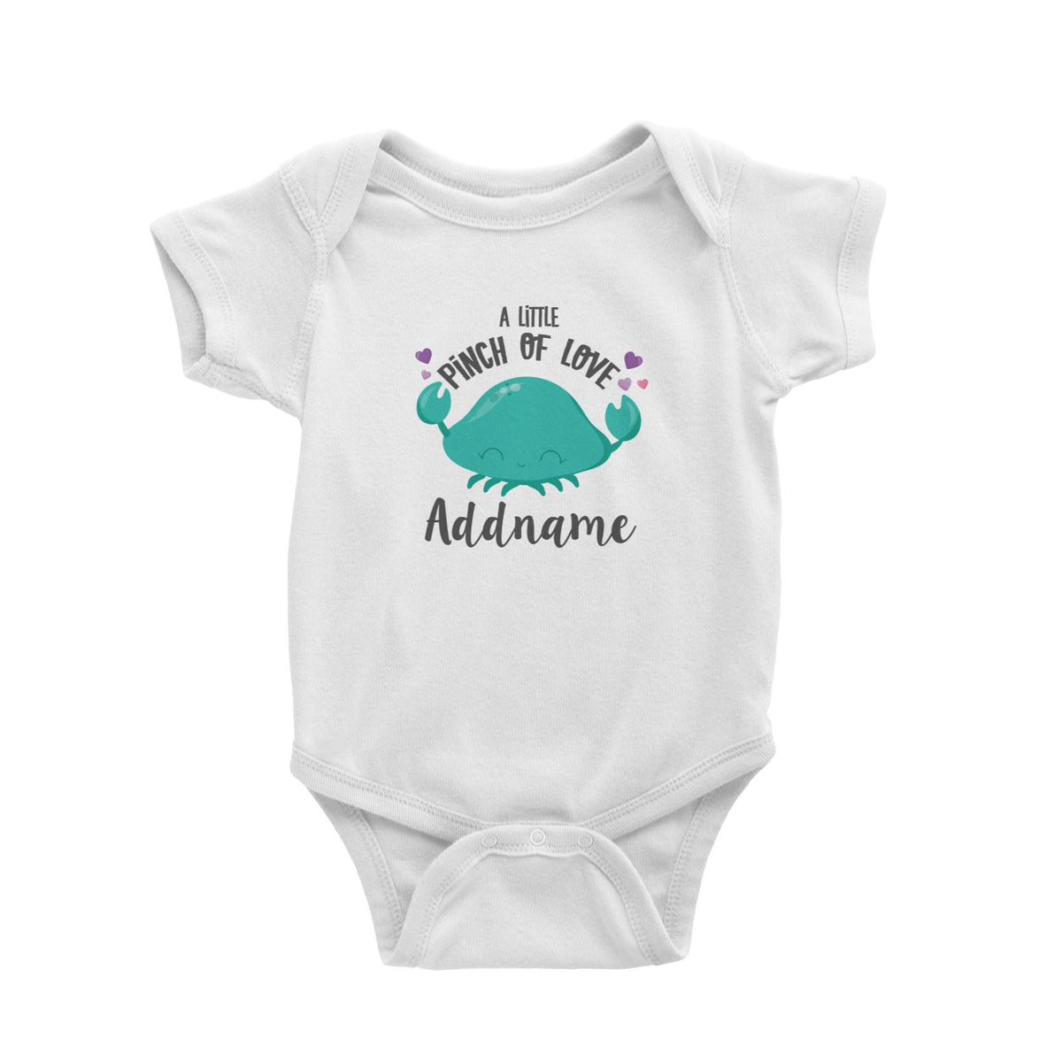 Cute Sea Animals A Little Pinch Of Love Crab Addname White Baby Romper