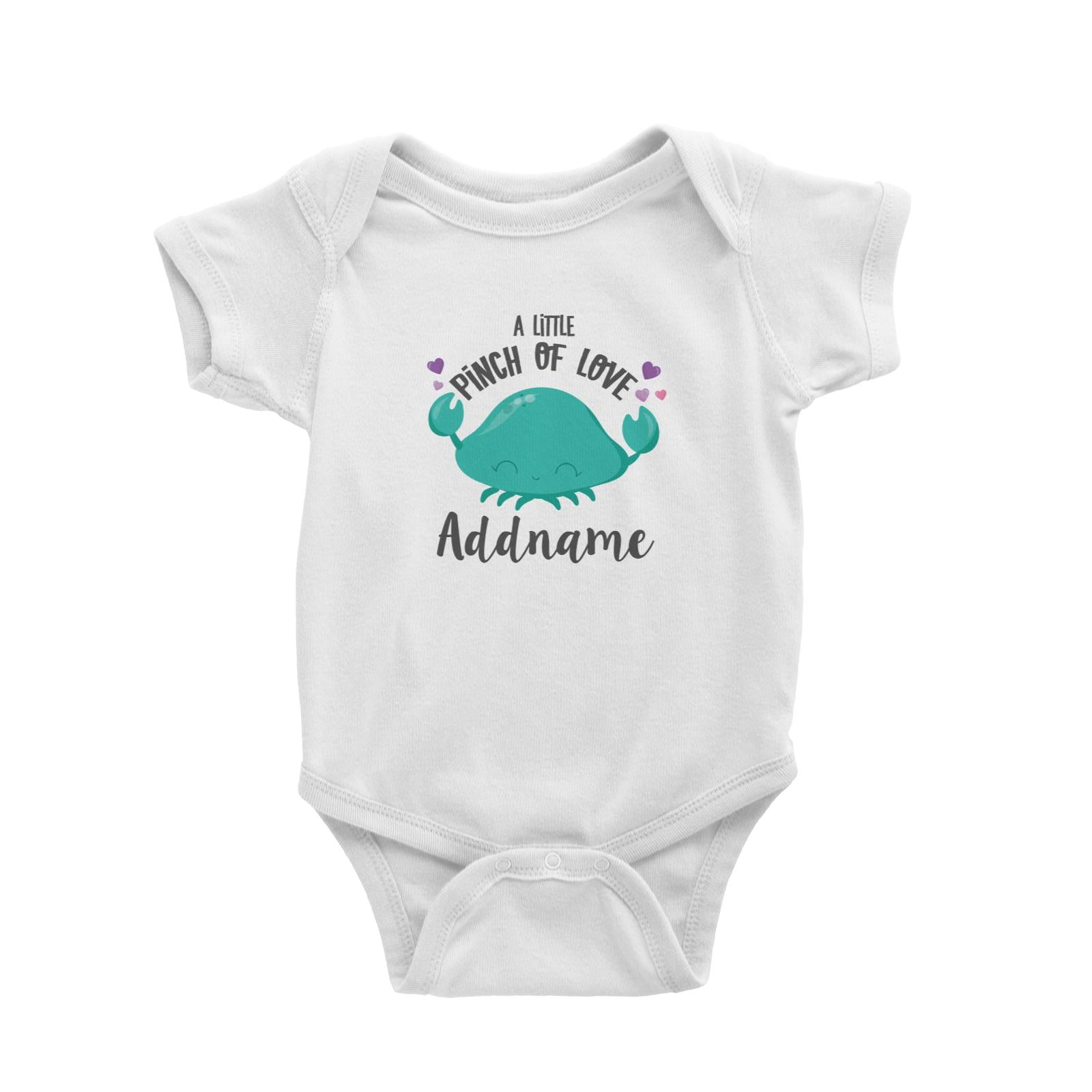 Cute Sea Animals A Little Pinch Of Love Crab Addname White Baby Romper
