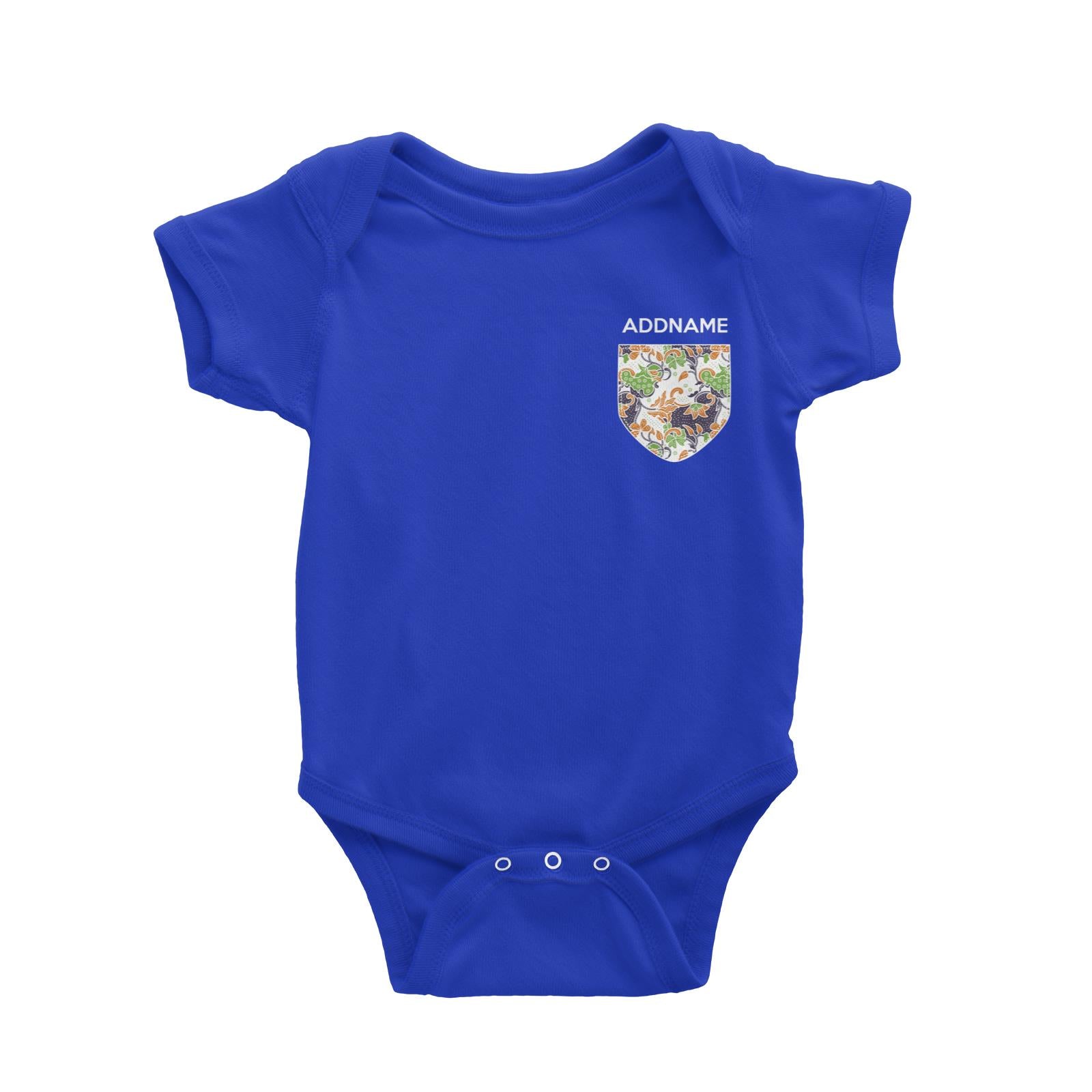 Raya Pocket Purple Batik Pattern Addname Baby Rompers