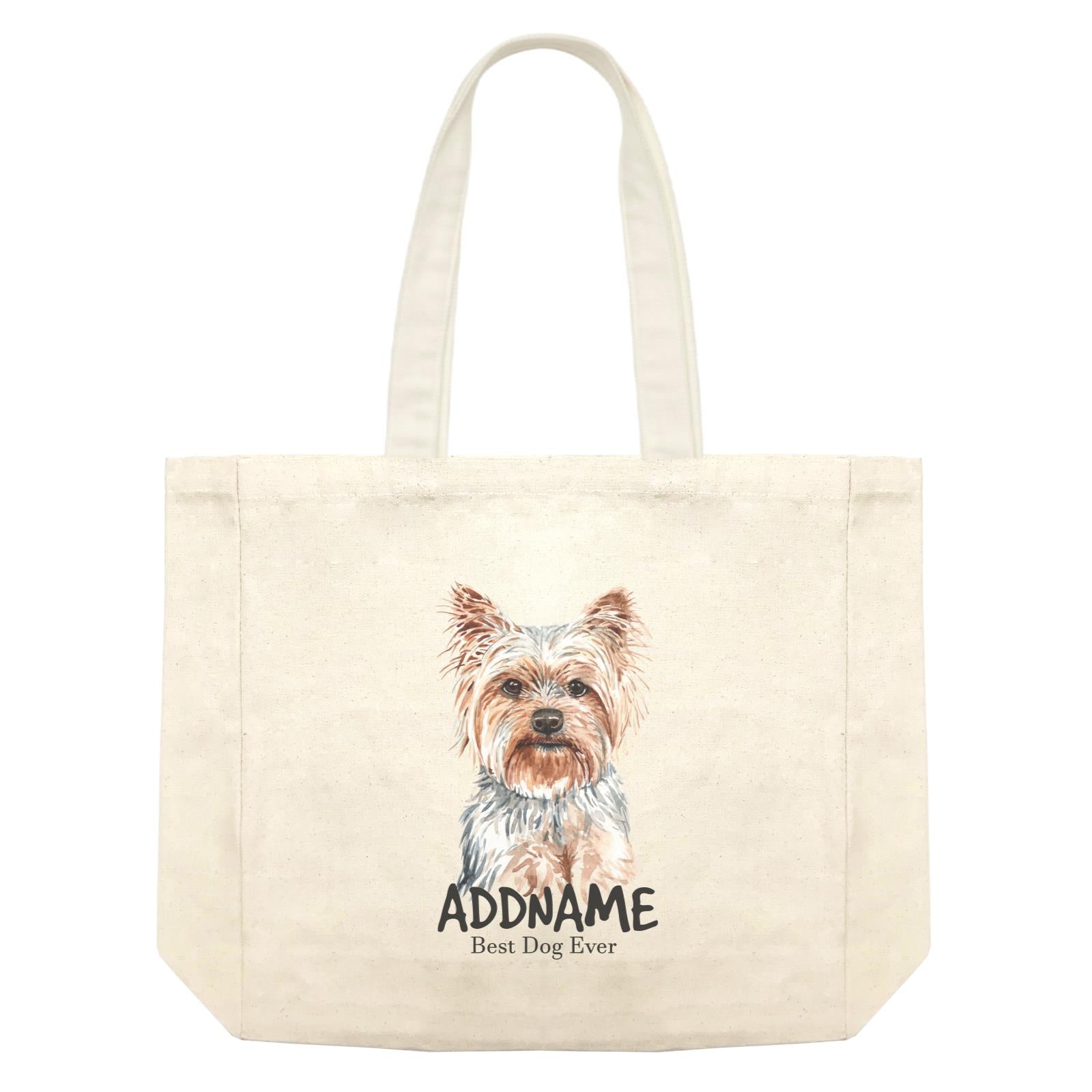 Watercolor Dog Yorkshire Terrier Best Dog Ever Addname Shopping Bag