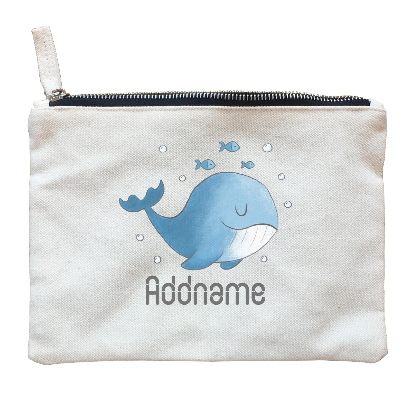 Cute Hand Drawn Style Whale Addname Zipper Pouch