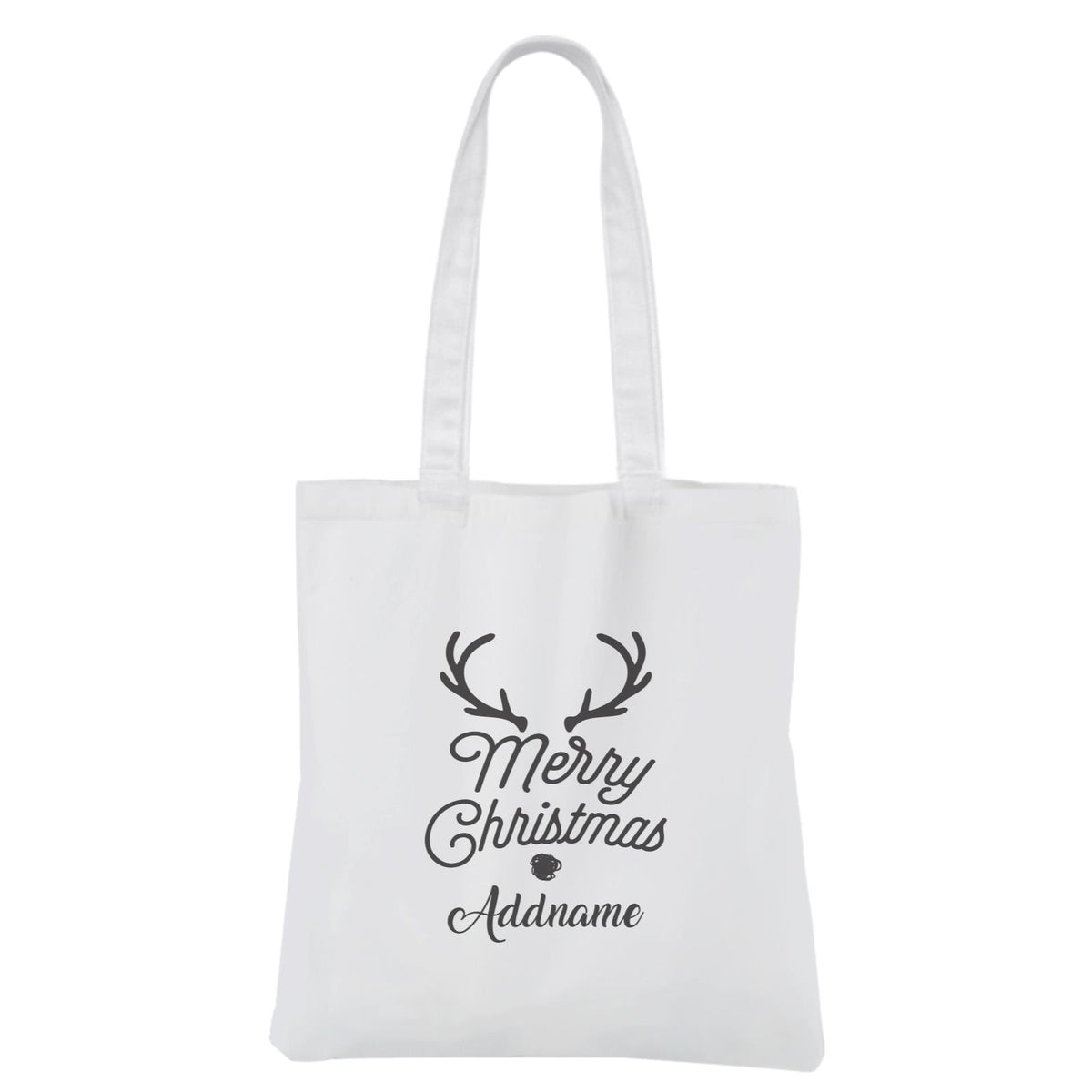 Christmas Series Merry Christmas Antler Merry Christmas White Canvas Bag