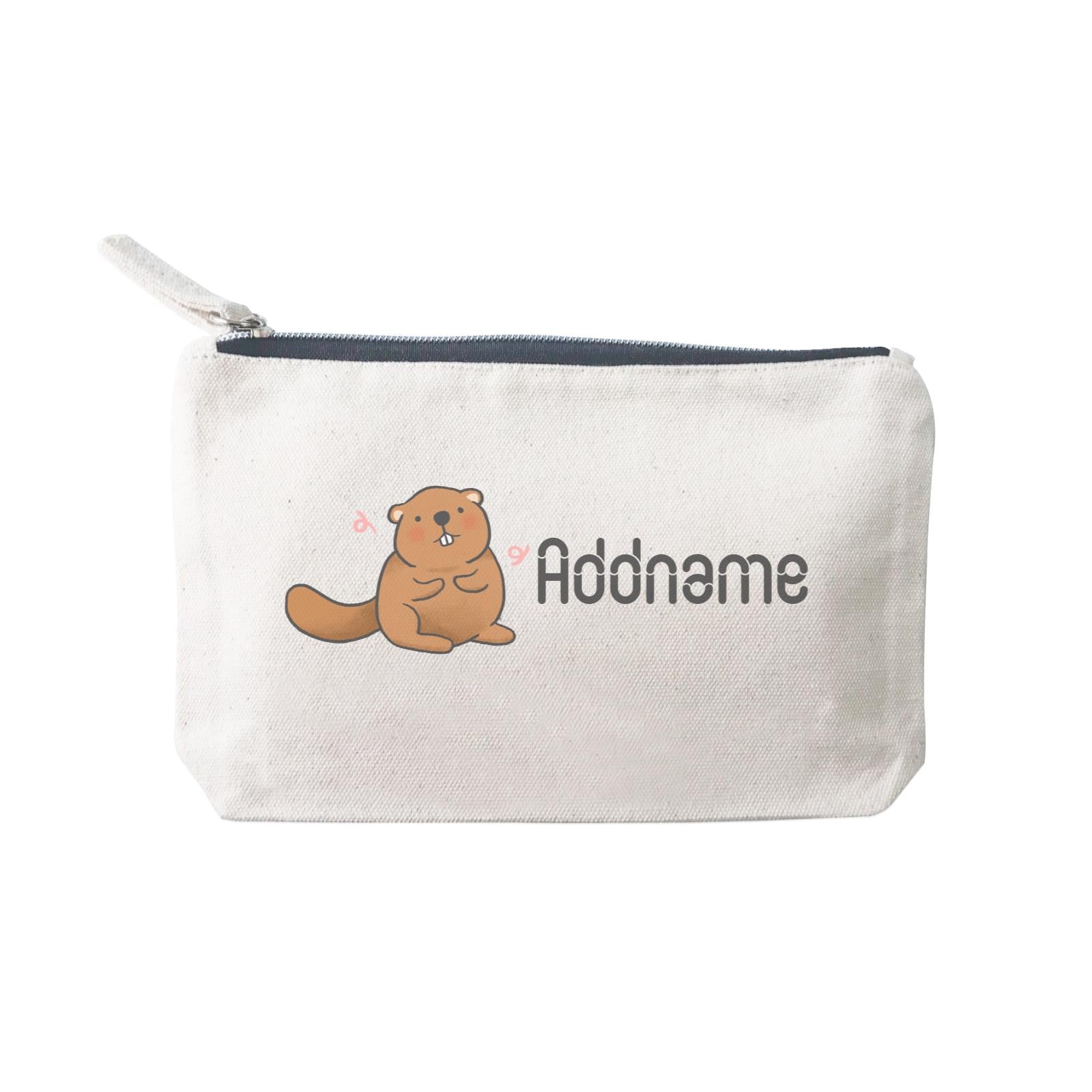 Cute Hand Drawn Style Beaver Addname SP Stationery Pouch 2