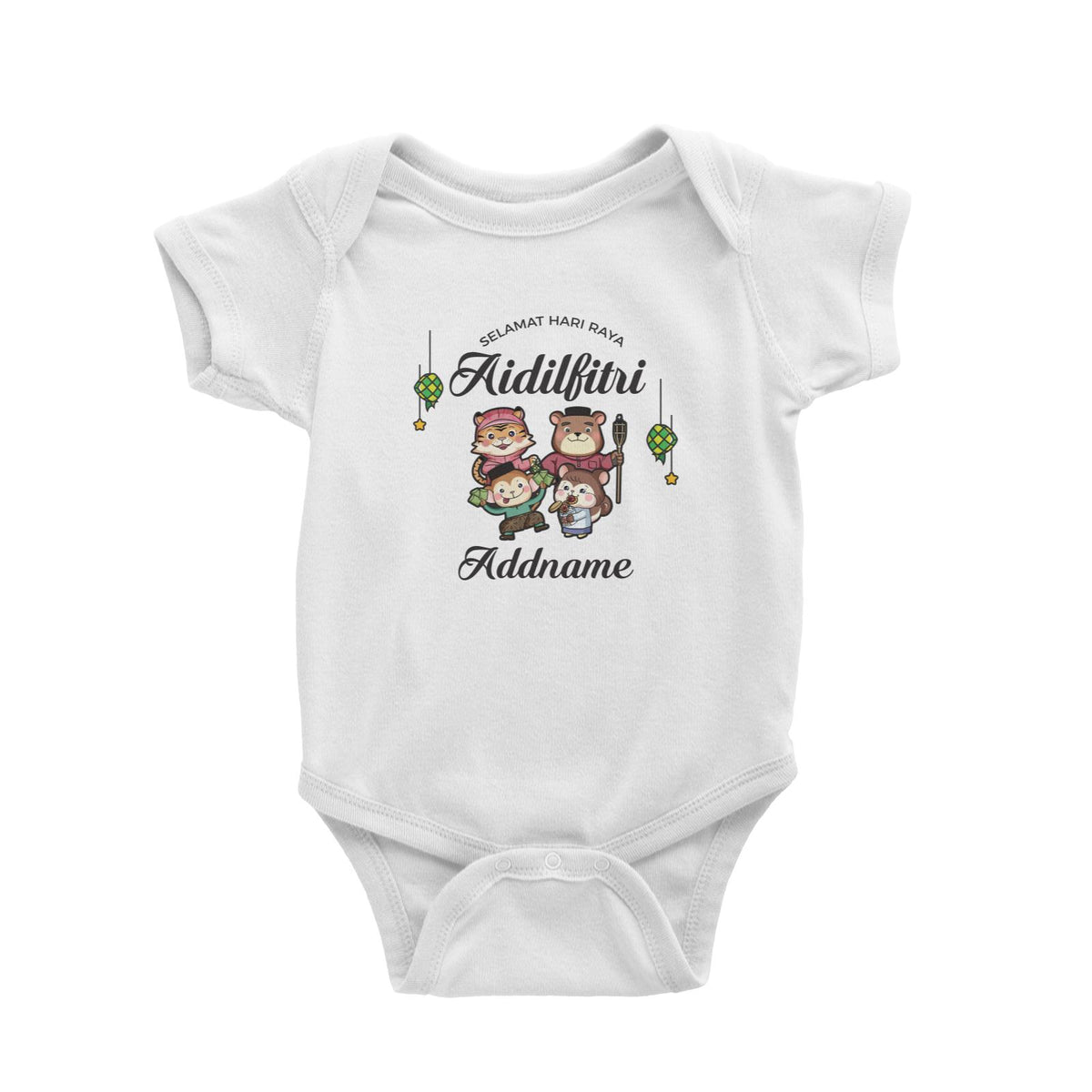Raya Cute Animals Family Wishes Selamat Hari Raya Aidilfitri Baby Romper