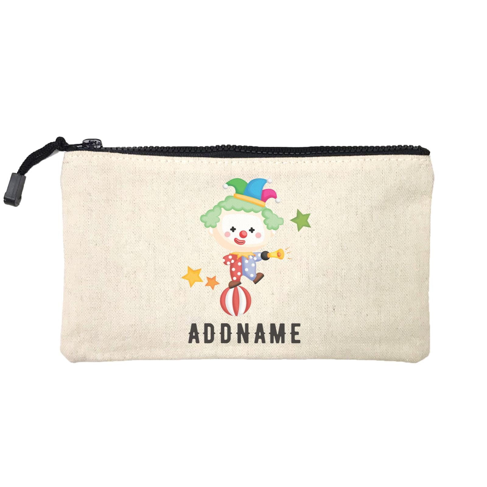 Birthday Circus Cute Clown Standing On Top Of Ball Addname Mini Accessories Stationery Pouch