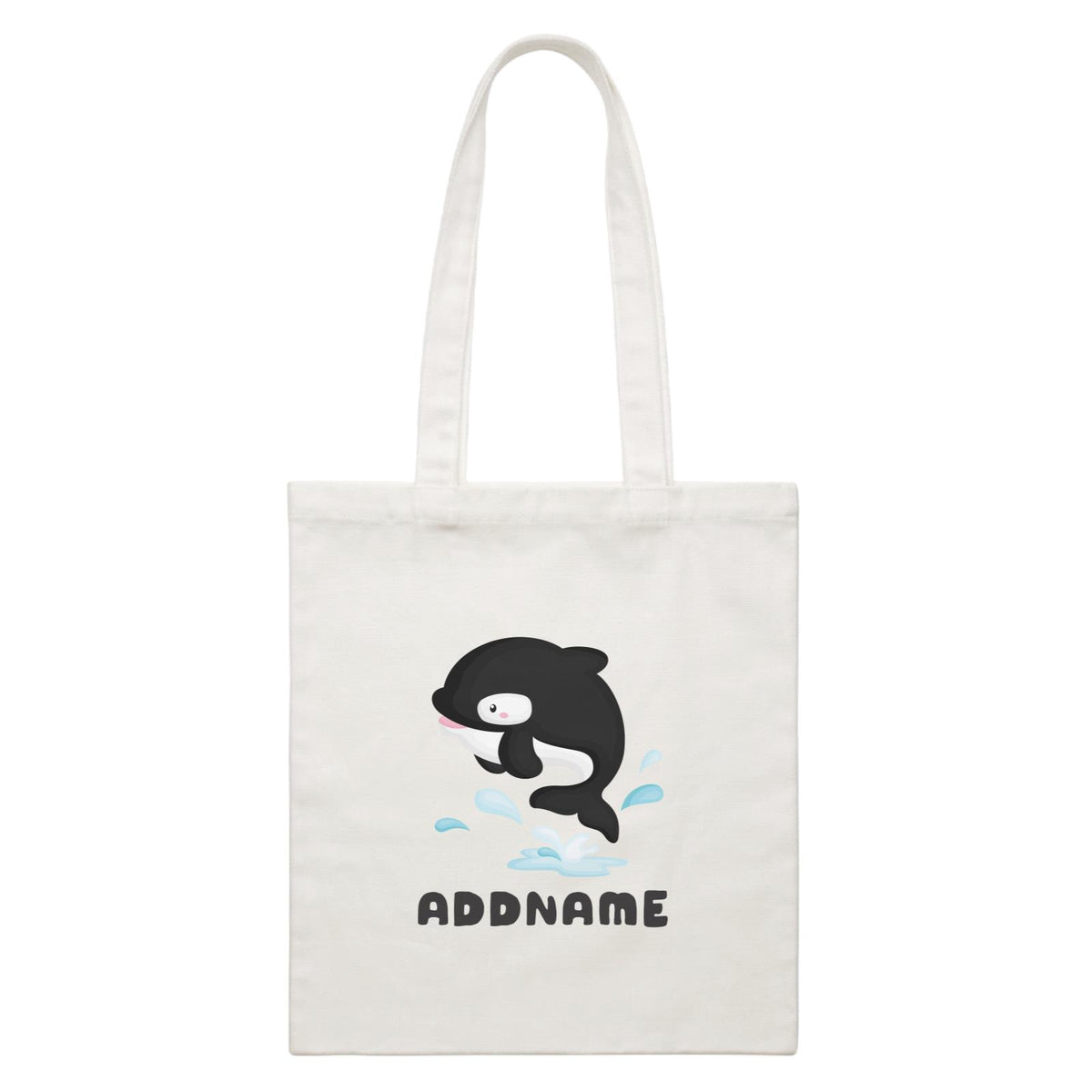 Birthday Winter Animals Orca Addname White Canvas Bag