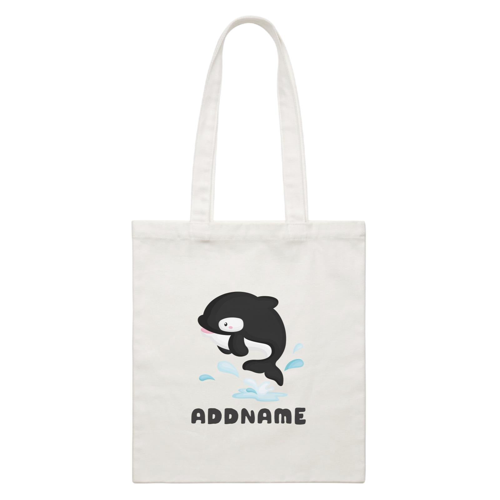 Birthday Winter Animals Orca Addname White Canvas Bag