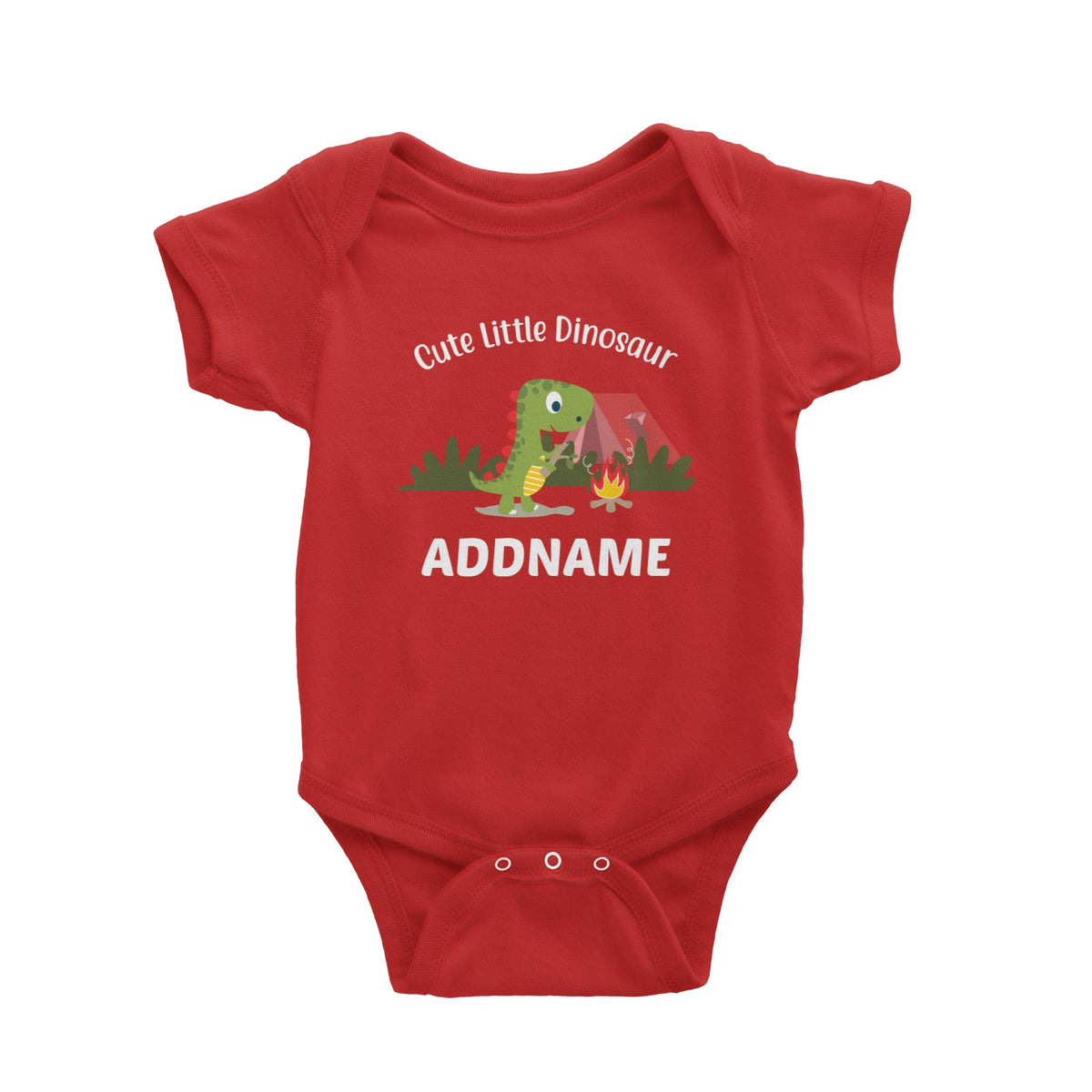 Cute Little Dinosaur Camp Fire Addname Baby Romper