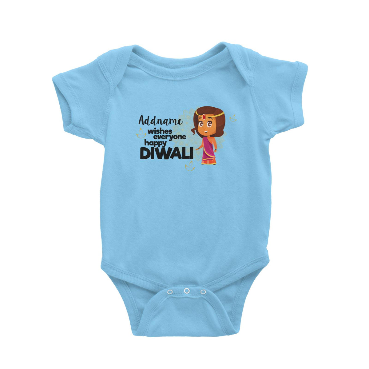Cute Girl Wishes Everyone Happy Diwali Addname Baby Romper