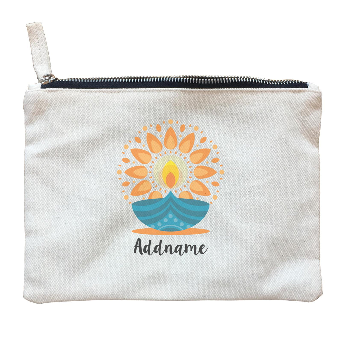 Deepavali Cute Diyas Mandala Addname Zipper Pouch