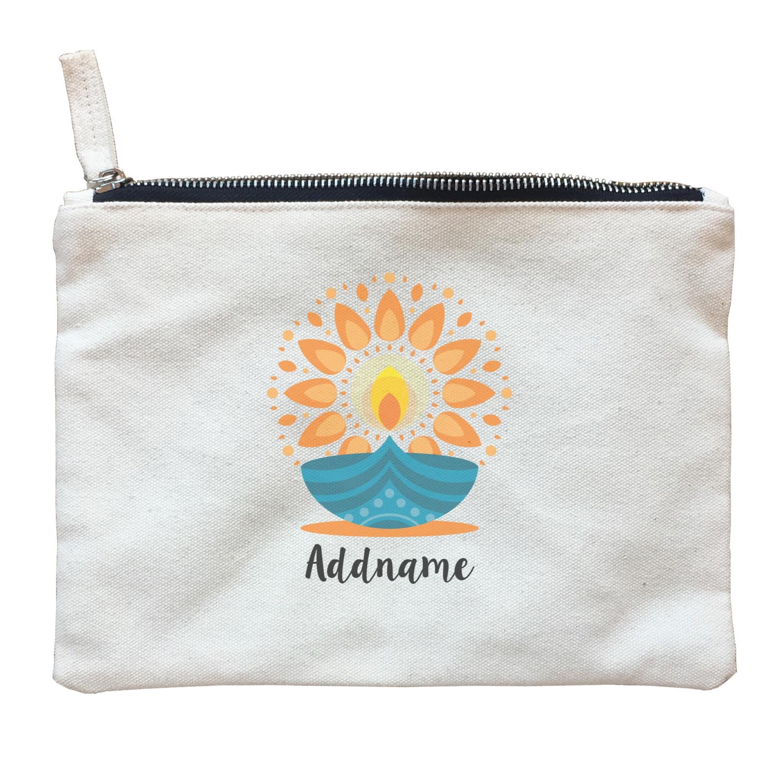 Deepavali Cute Diyas Mandala Addname Zipper Pouch