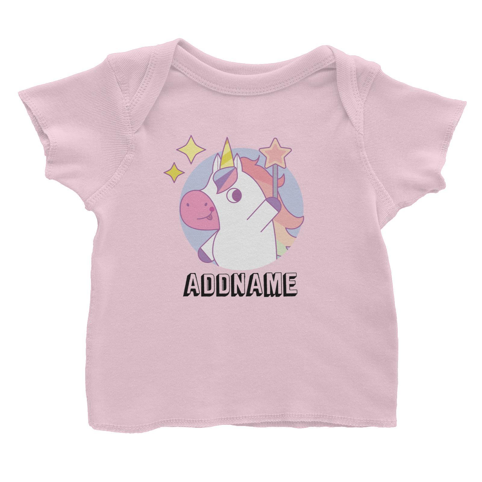 Birthday Unicorn Girl With Magic Wand Addname Baby T-Shirt