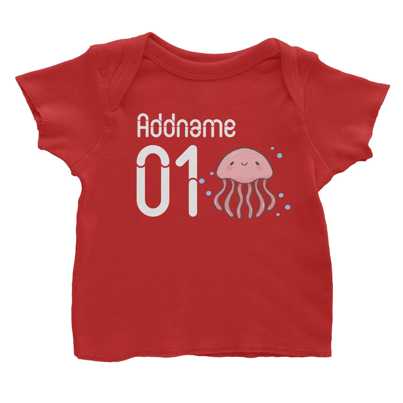 Name and Number Cute Hand Drawn Style Jellyfish Baby T-Shirt