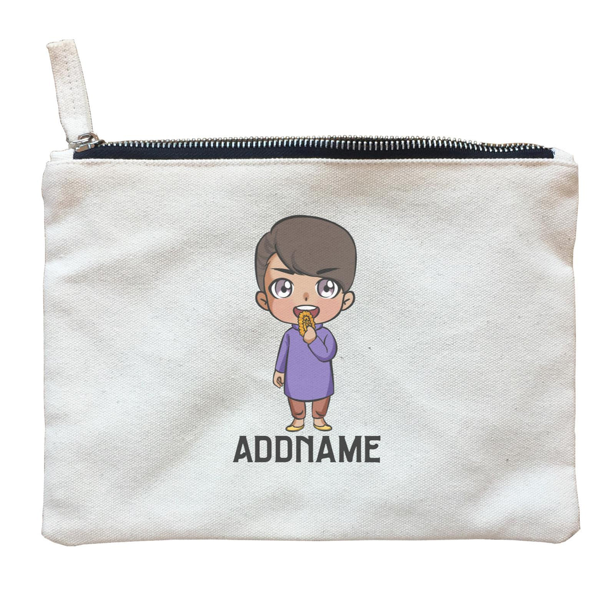 Deepavali Series Chibi Little Boy Front Addname Zipper Pouch