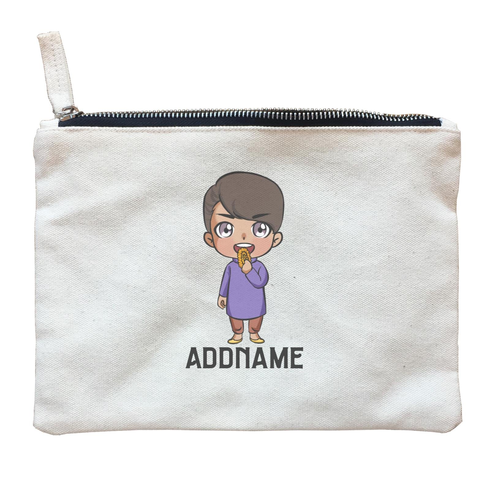 Deepavali Series Chibi Little Boy Front Addname Zipper Pouch