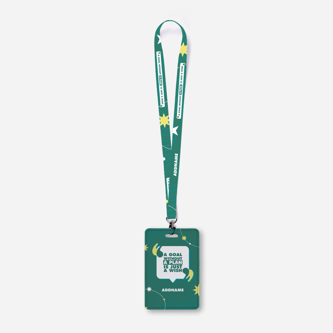 Be Confident Series Lanyard With Cardholder - A Goal Without a Plan Is Just A Wish - Green