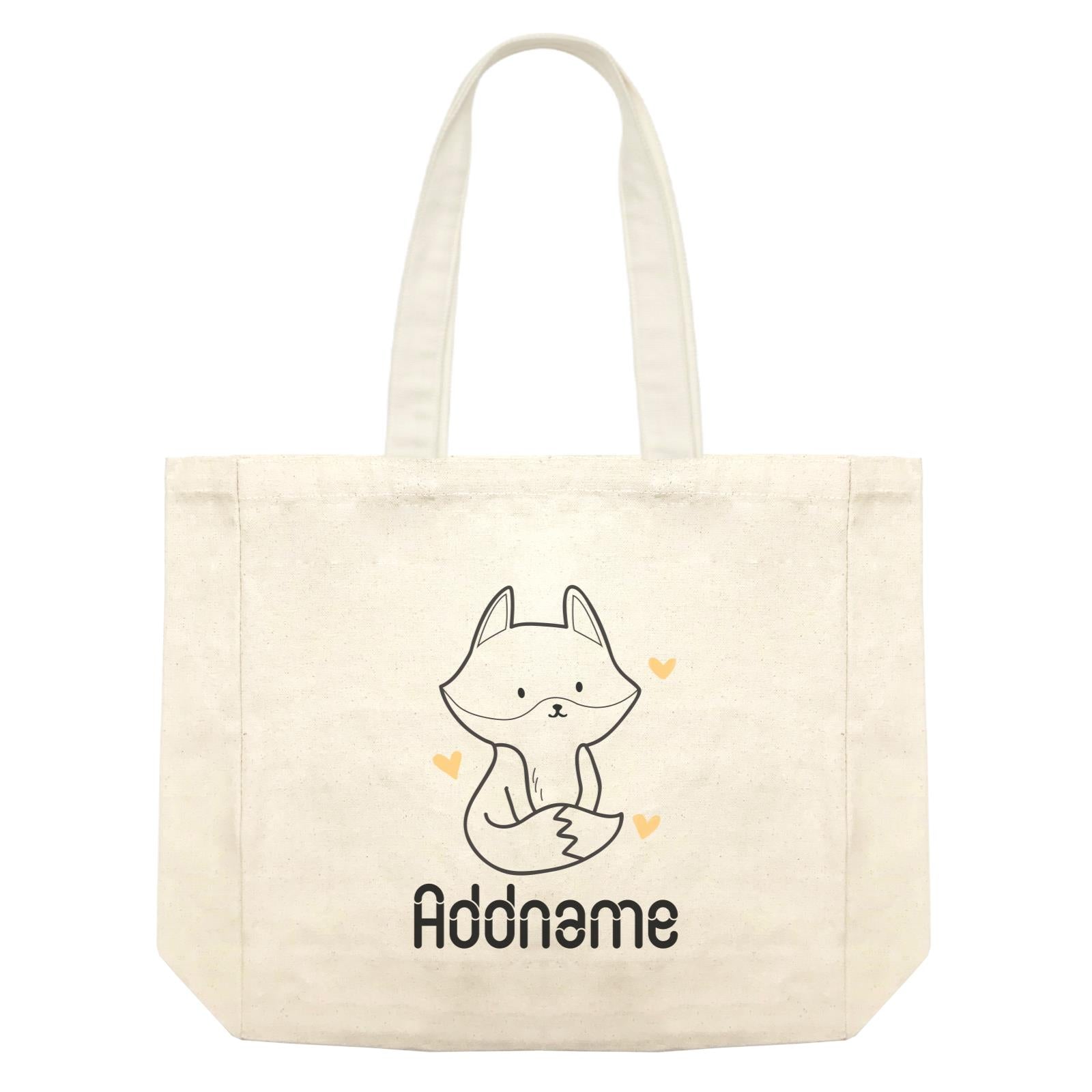 Coloring Outline Cute Hand Drawn Animals Fox Fox Addname Shopping Bag