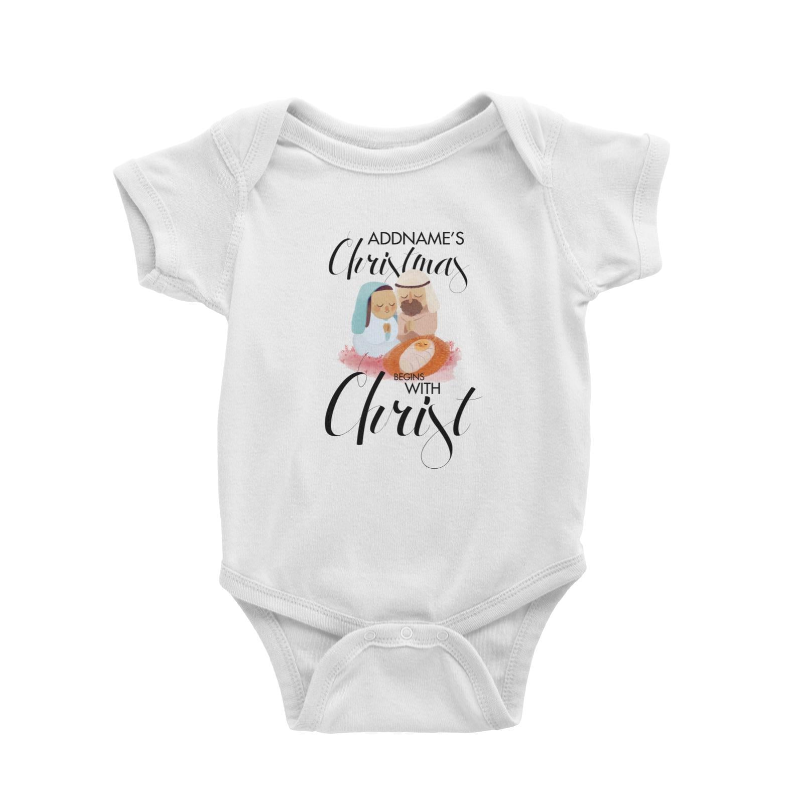 Christmas Begins With Christ Addname Baby Romper  Personalizable Designs Jesus