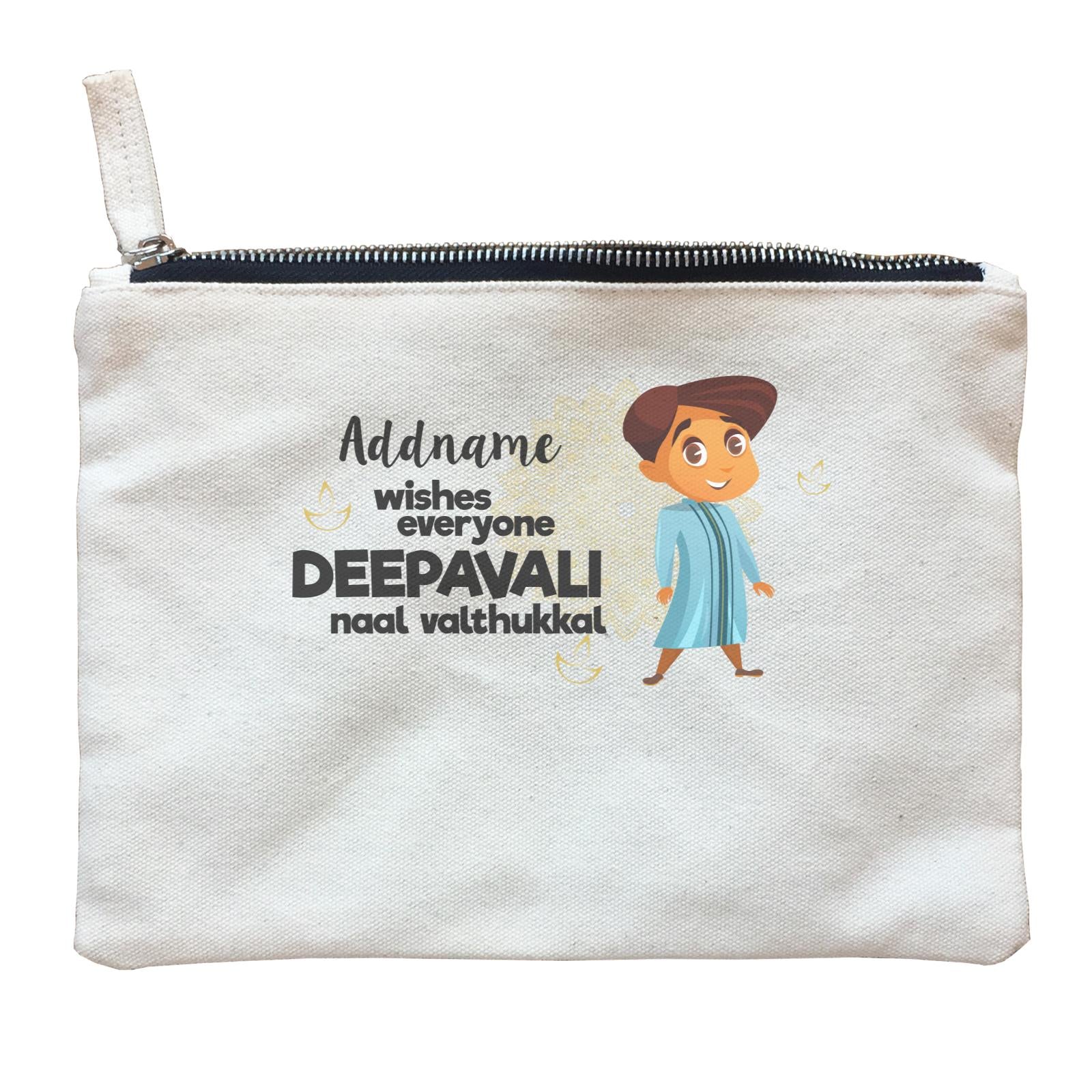 Cute Boy Wishes Everyone Deepavali Addname Zipper Pouch