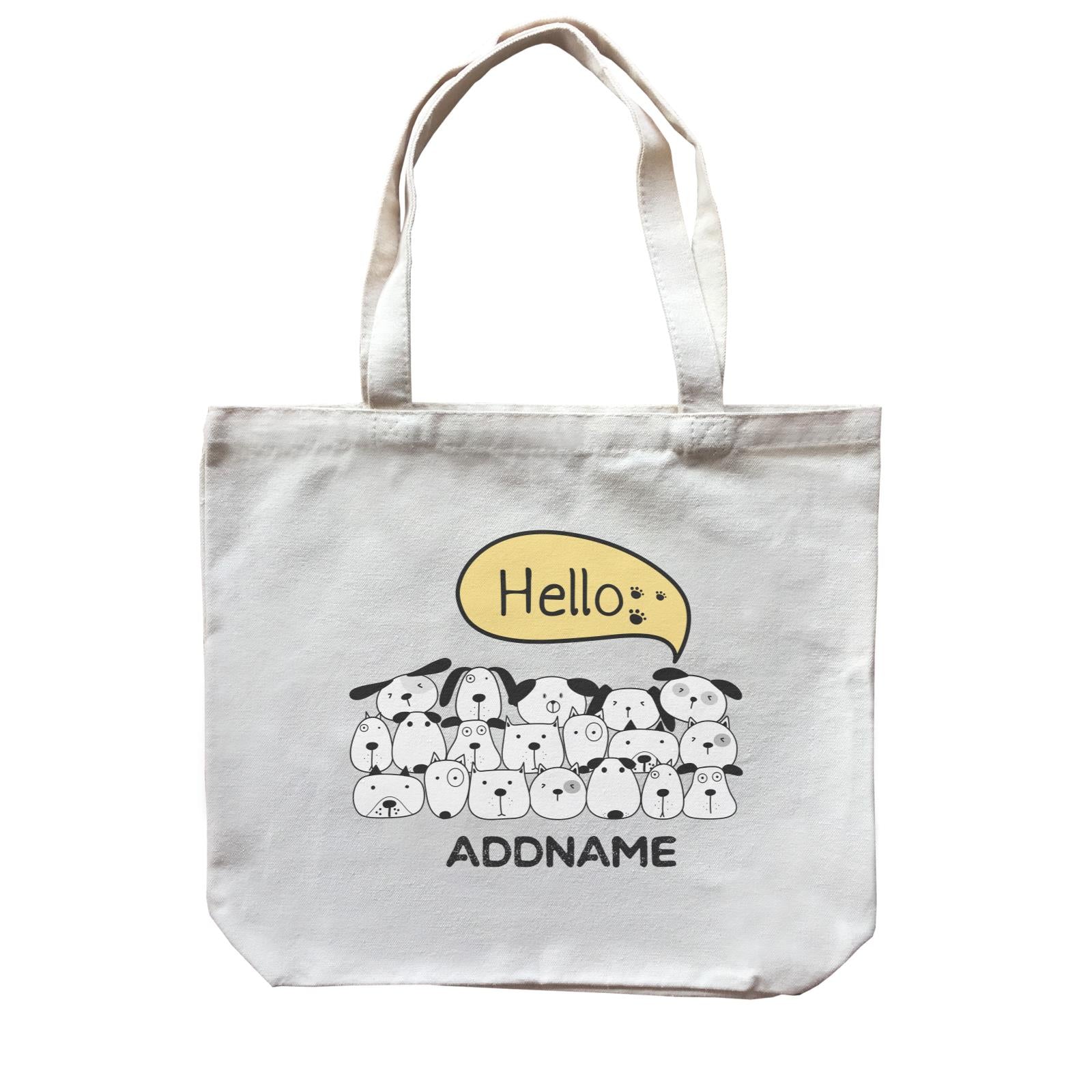 Cute Animals And Friends Series Hello Dogs Group Addname Canvas Bag