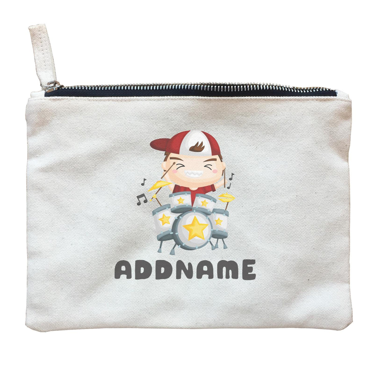 Birthday Music Band Boy Playing Drums Addname Zipper Pouch