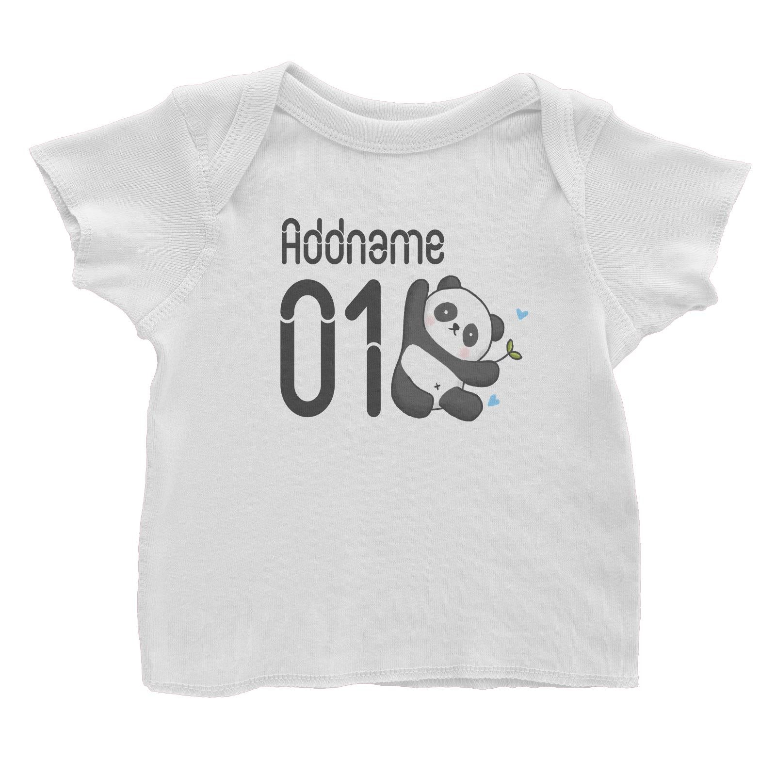 Name and Number Cute Hand Drawn Style Panda Baby T-Shirt (FLASH DEAL)