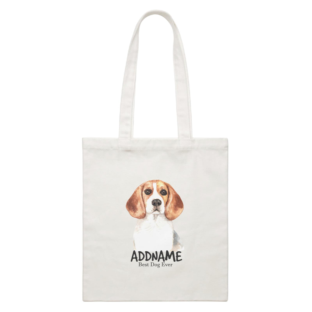 Watercolor Dog Beagle Dog Best Dog Ever Addname White Canvas Bag
