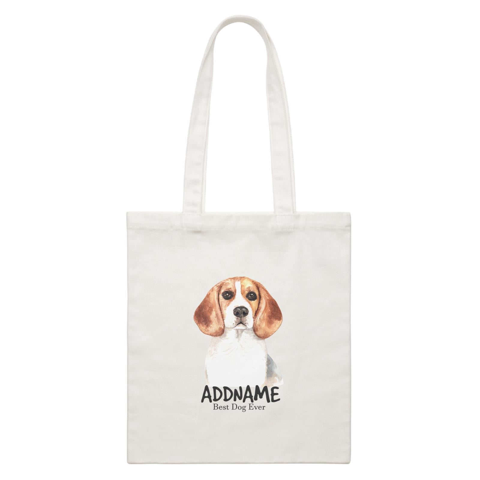 Watercolor Dog Beagle Dog Best Dog Ever Addname White Canvas Bag
