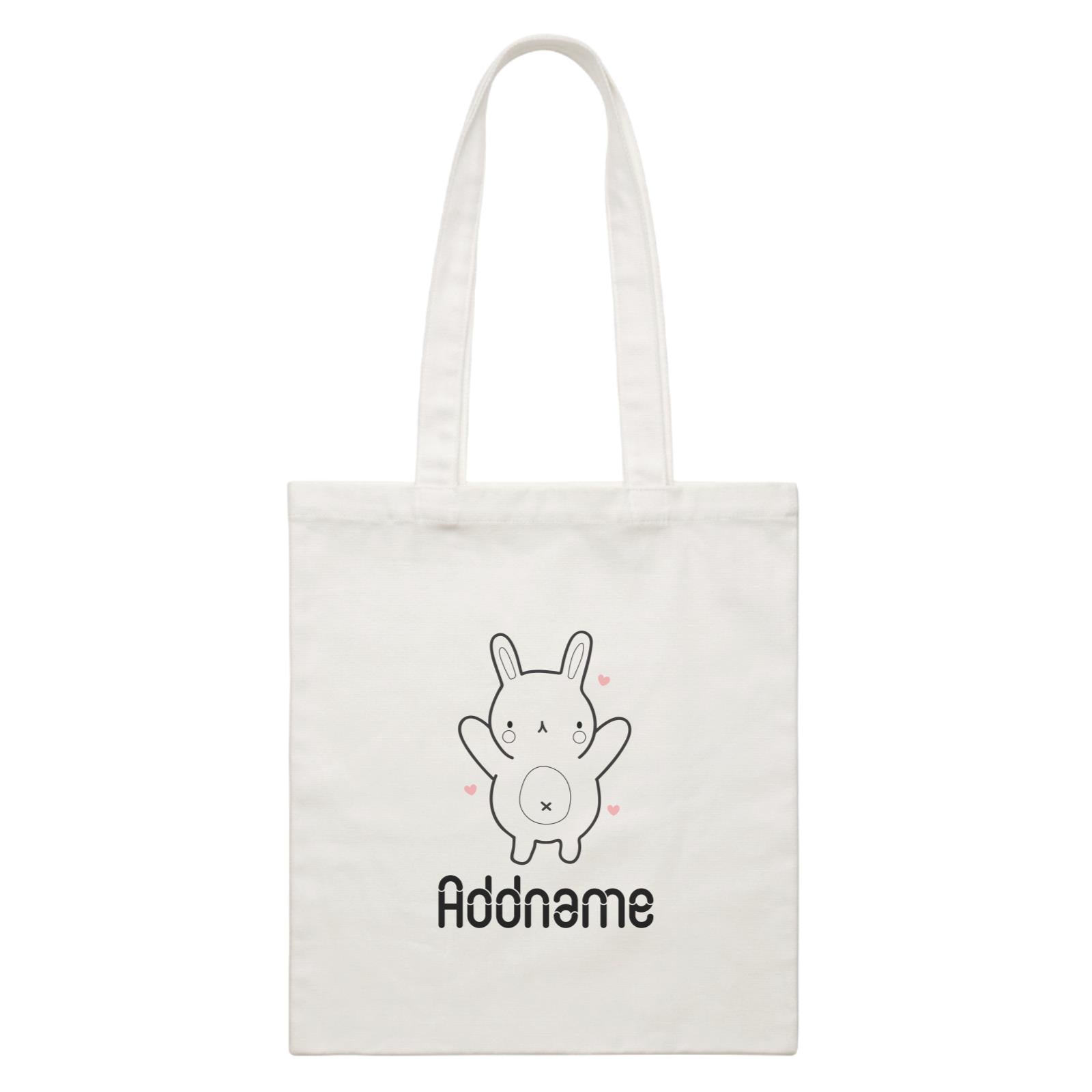 Coloring Outline Cute Hand Drawn Animals Cute Rabbit Addname White White Canvas Bag