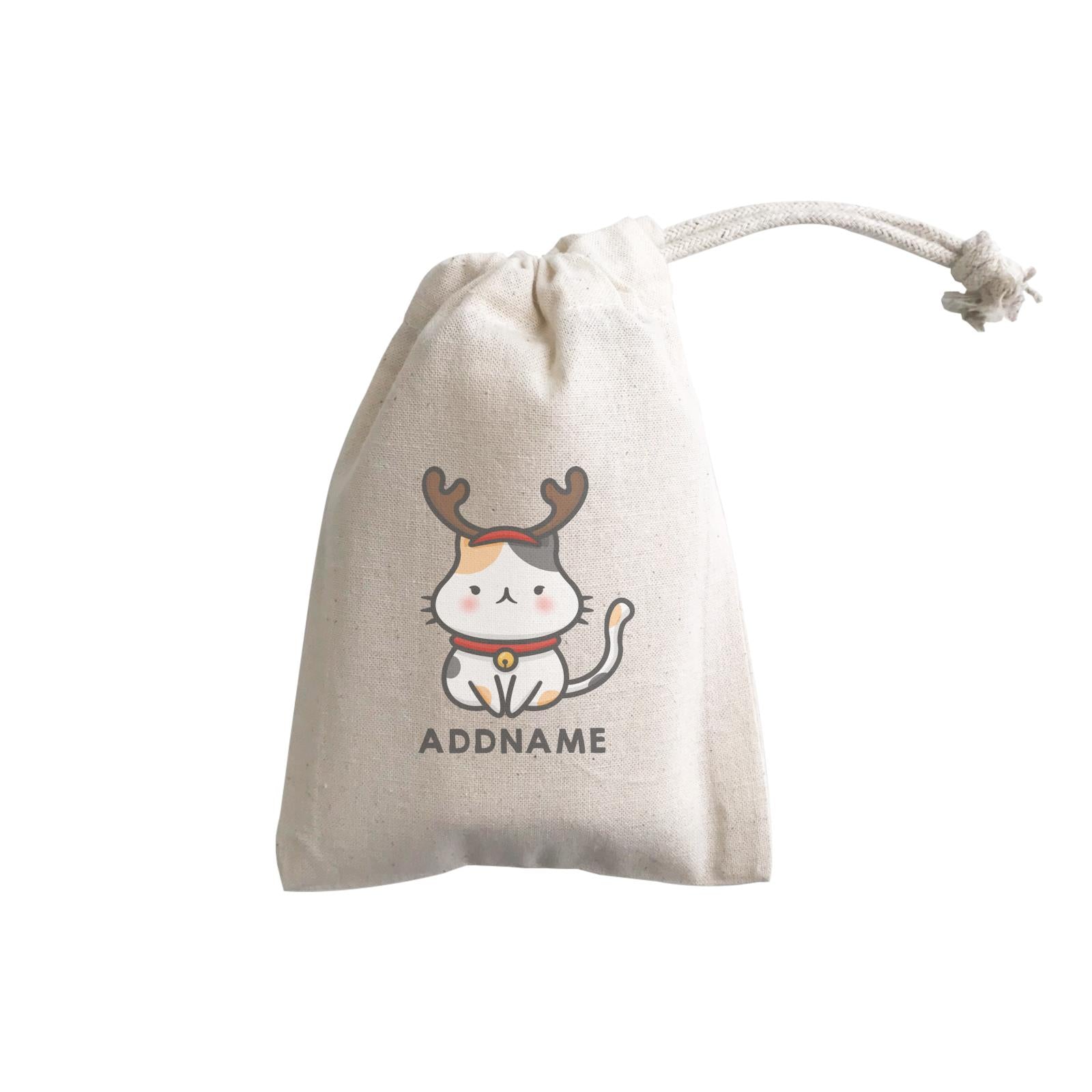 Xmas Cute Cat With Reindeer Antlers Addname GP Gift Pouch