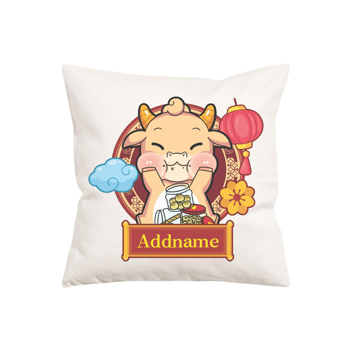 [CNY 2021] Golden Cow with New Year Treats PW Cushion Cover with Inner Cushion